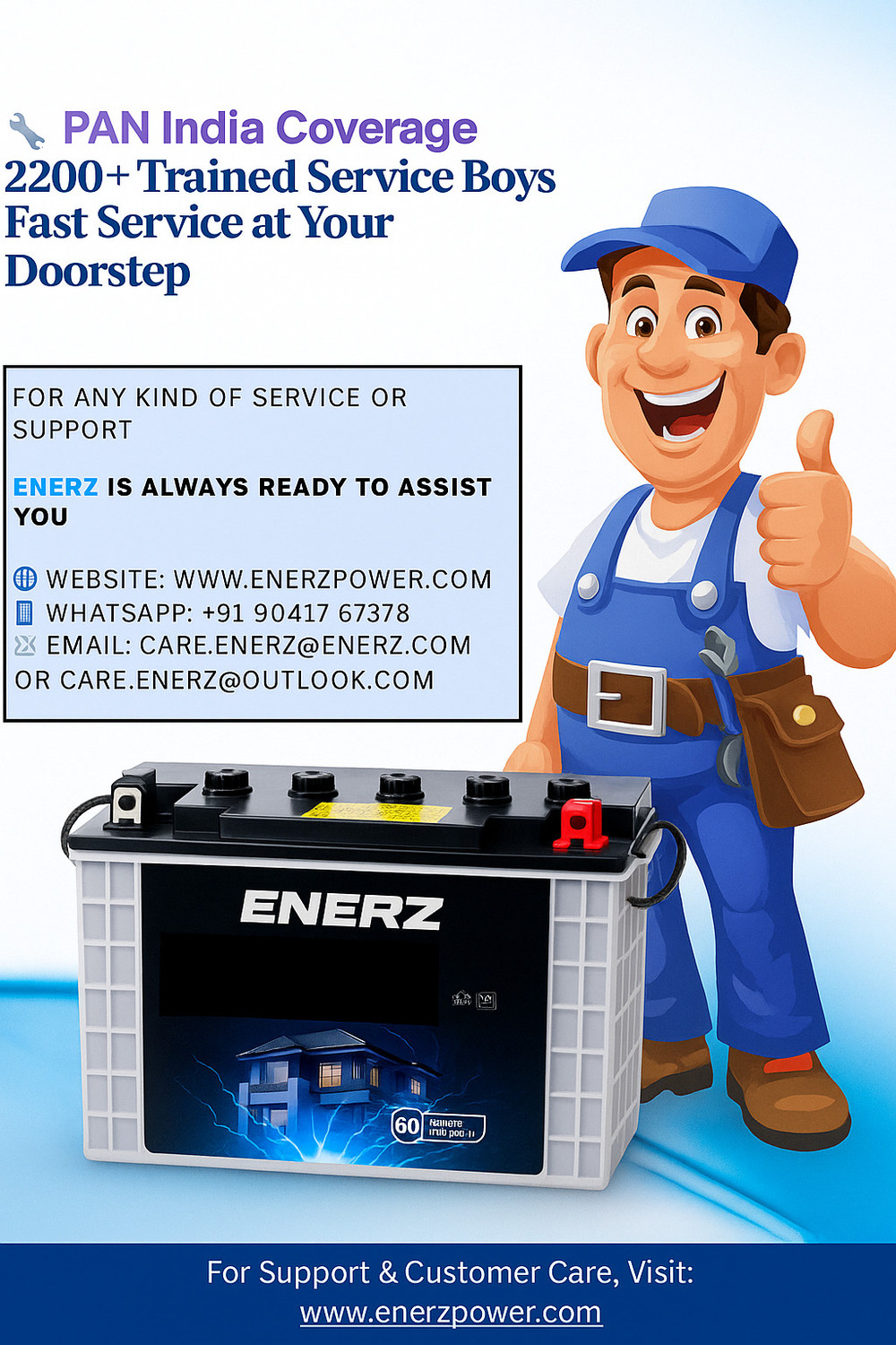 Image of EnerZ | 250AH Tall Tubular C20 Battery | 48 Months Warranty| Best For 250 AH CP TT-3334 PRO Ultimate Backup Pure Sine Wave Inverter