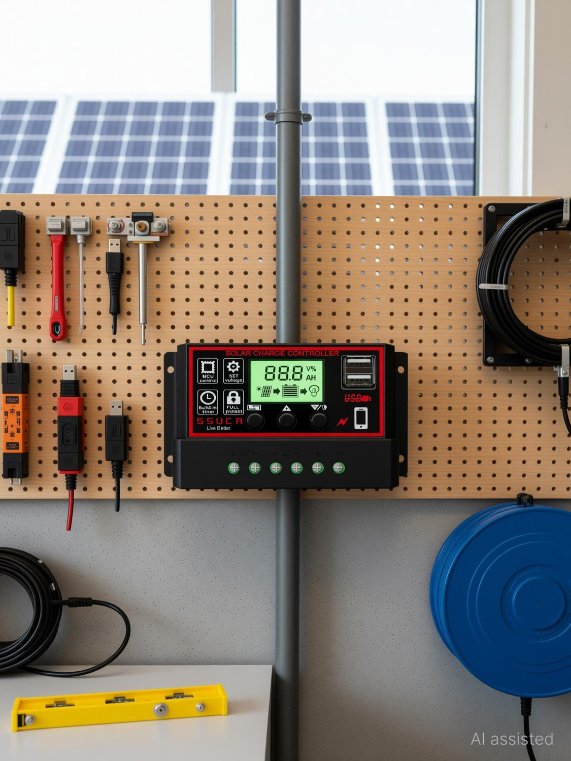 Image of SSUCA 30A 12V /24V PWM Solar Charge Controller with LCD Display & USB Port PWM Solar Charge Controller