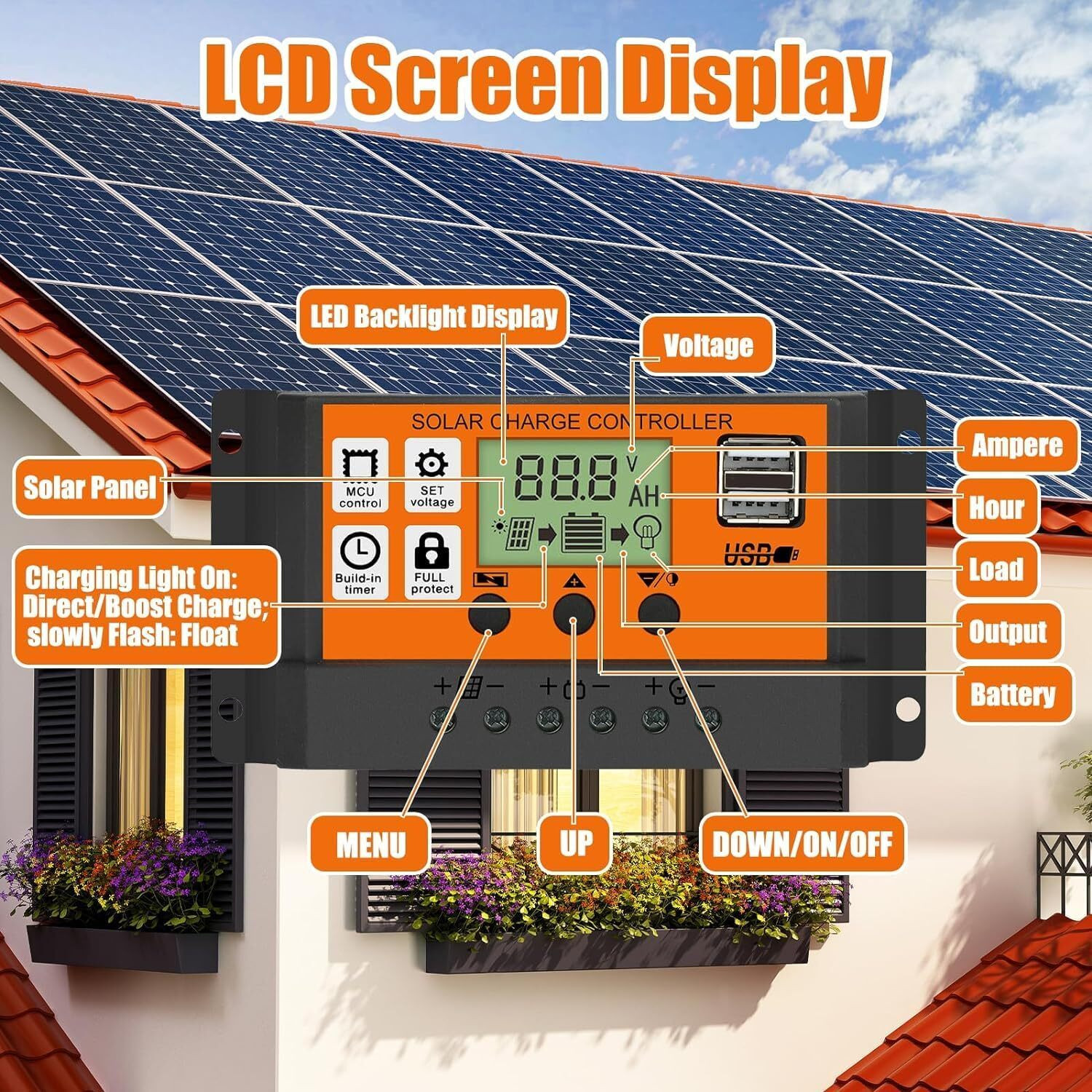 Image of KH 10 A Solar Charge Controller 12V / 24V Solar Panel Charge Intelligent Regulator PWM Solar Charge Controller