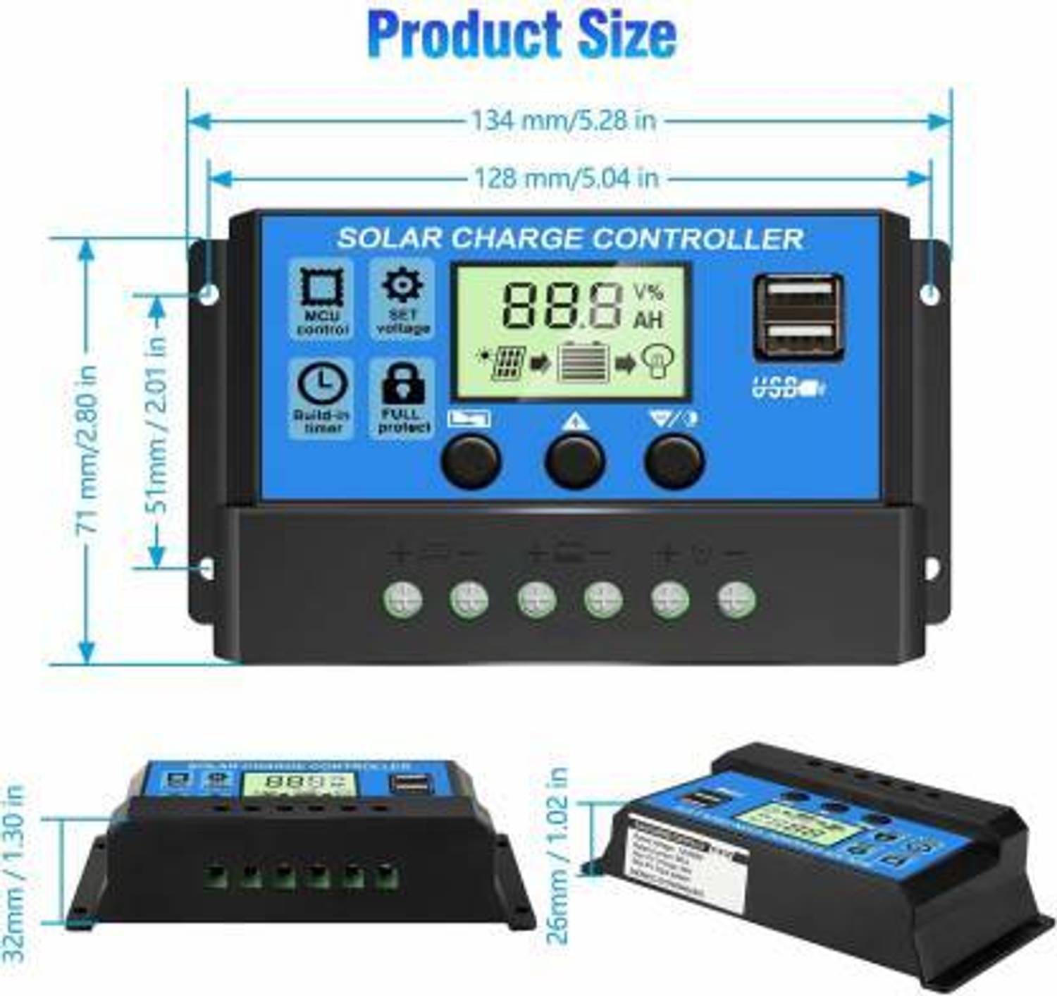 ZORIADA 10A 12V/24V Solar Charge Controller - Image 4
