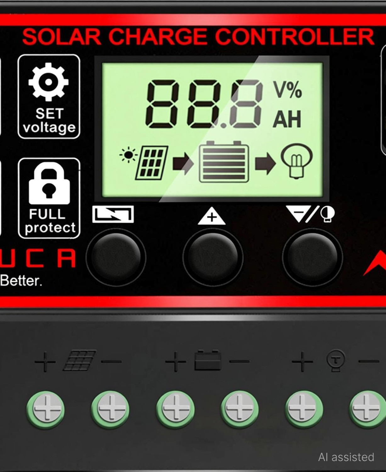Image of SSUCA 30A 12V /24V PWM Solar Charge Controller with LCD Display & USB Port PWM Solar Charge Controller