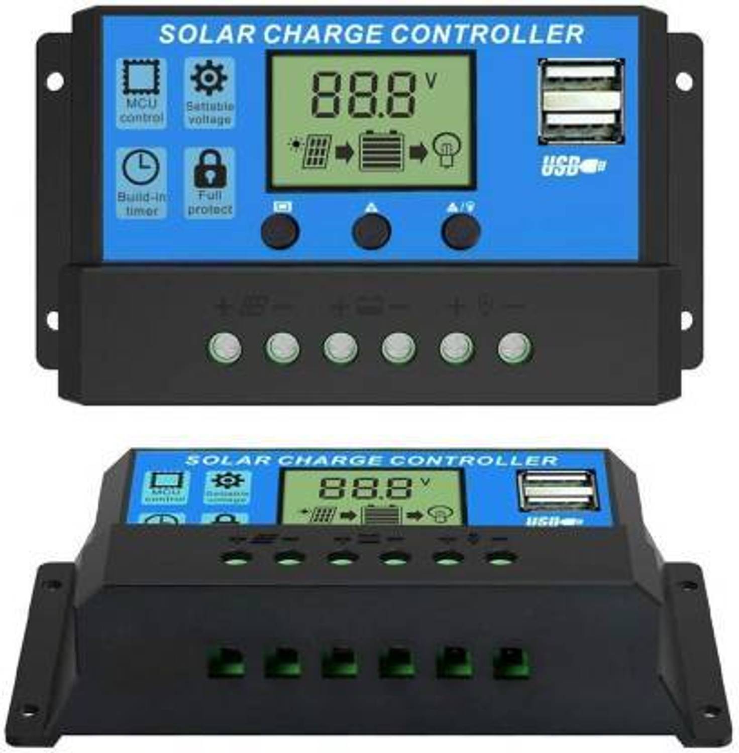 ZORIADA 10A 12V/24V Solar Charge Controller - Image 1