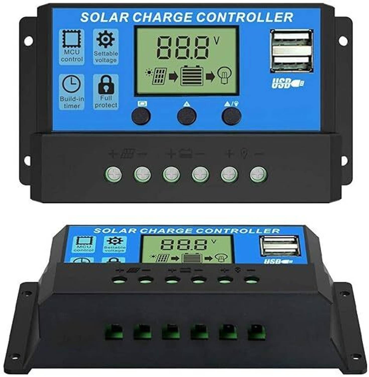 SHUBHPETAL 10Amps Solar Charge Controller 12/24 Volt Solar Panel Charge Controlle PWM Solar Charge Controller