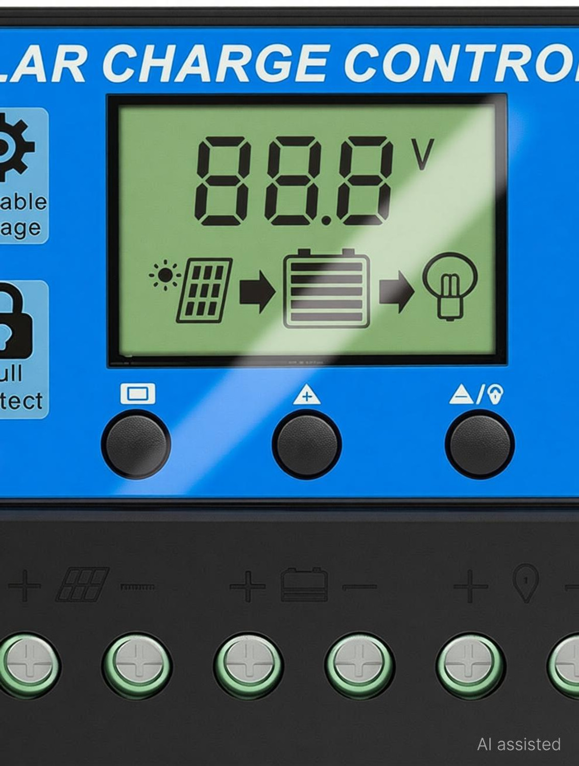 Image of Verilux 20A 12V24V Solar Charge Controller with LCD and USB Ports PWM Solar Charge Controller