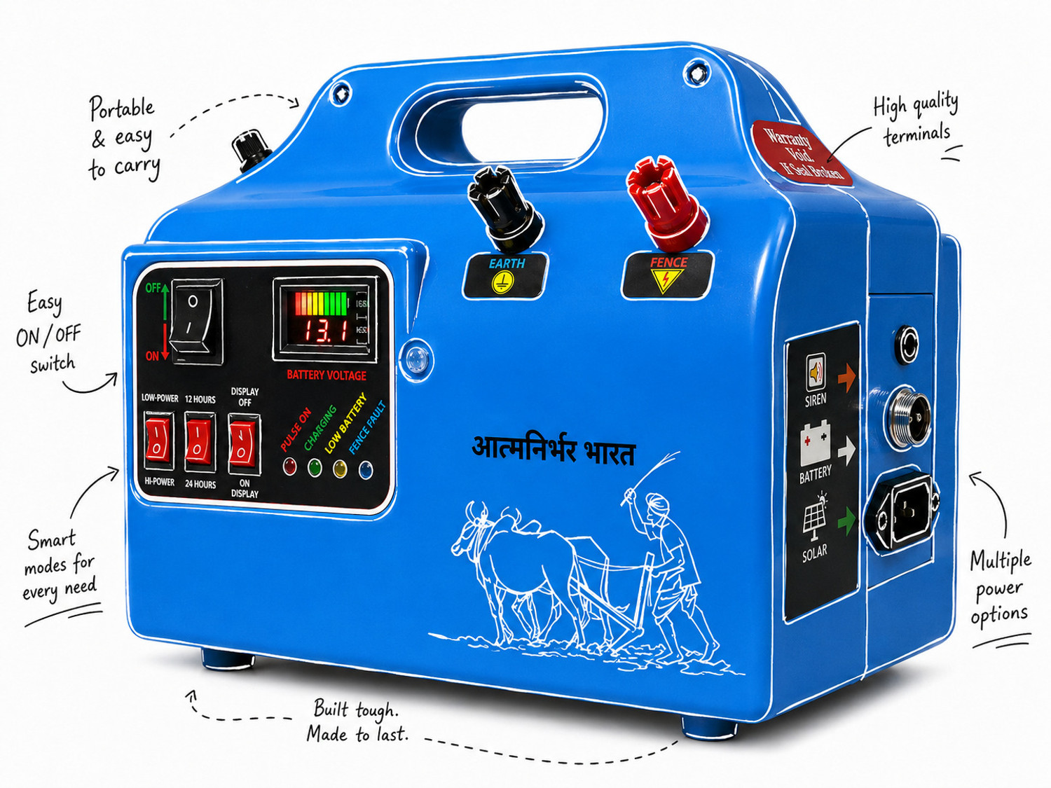 Image of Divine Innovation (DI - 35) Double Power Solar Fence Energizer (0-50 Acre) (0-150 Bigha) PWM Solar Charge Controller