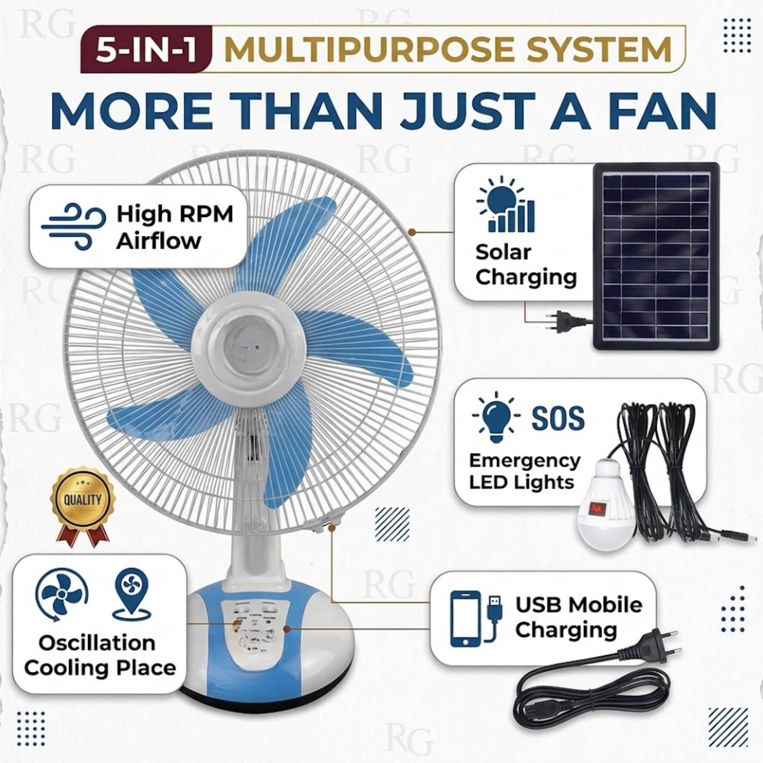 DRUMSTONE Table Solar Fan Set - Image 4