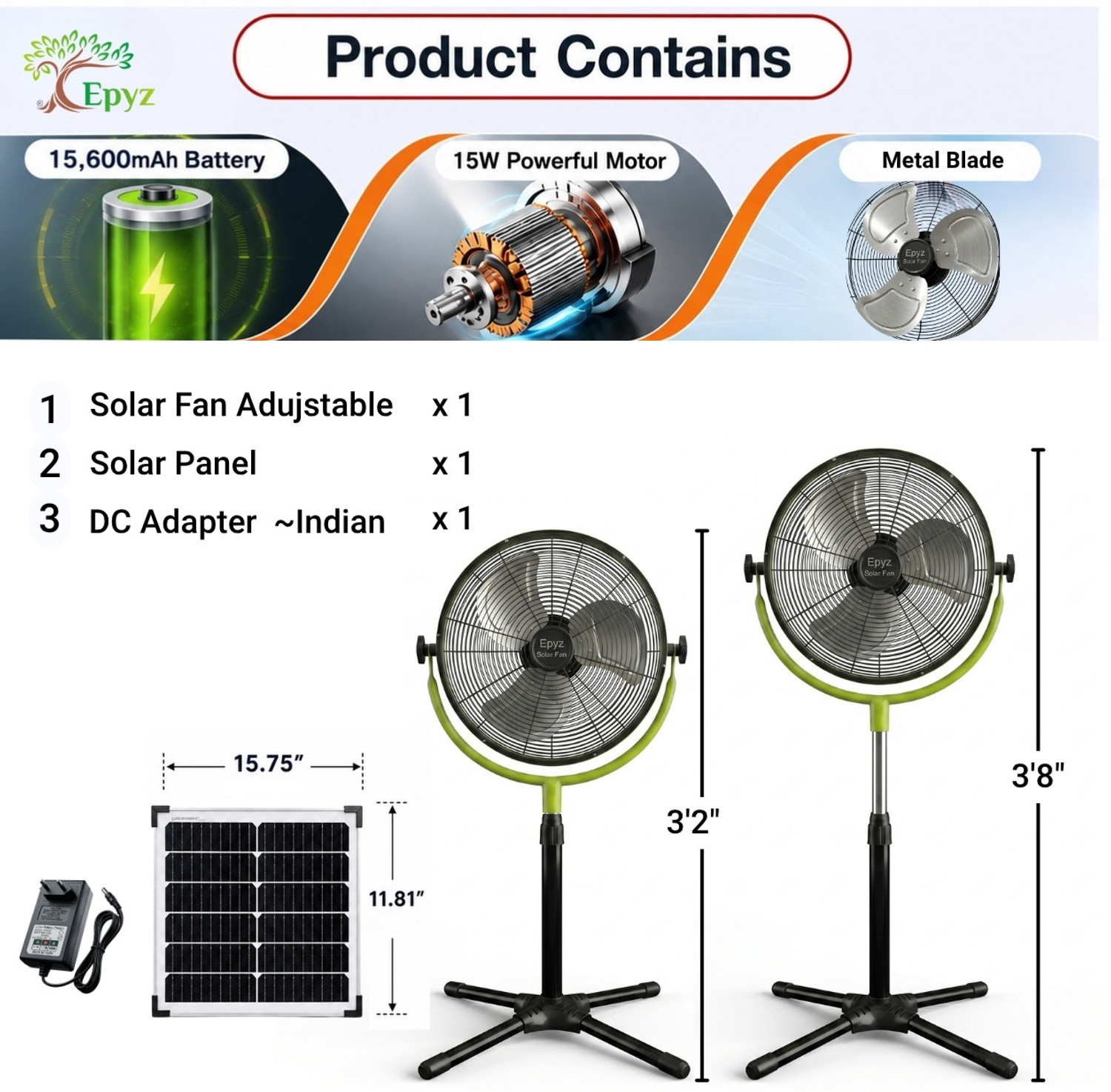 Image of Epyz Pedestal Solar Fan Set