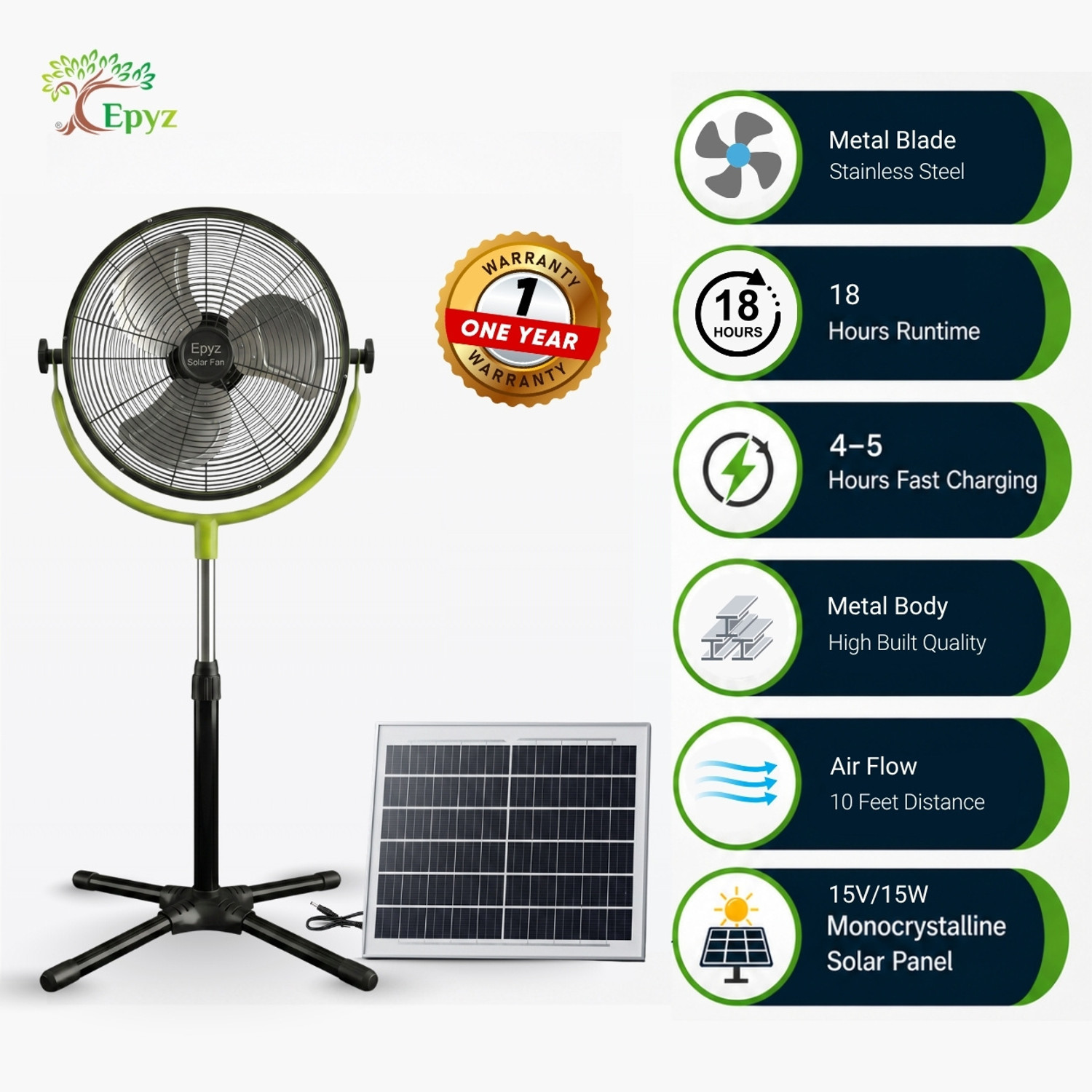 Image of Epyz Pedestal Solar Fan Set