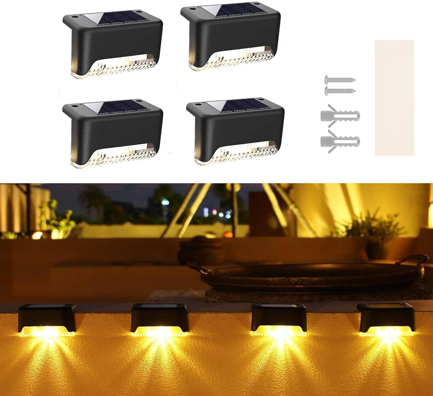 JIYANZONE Solar Yellow Outdoor Light Set - Image 1