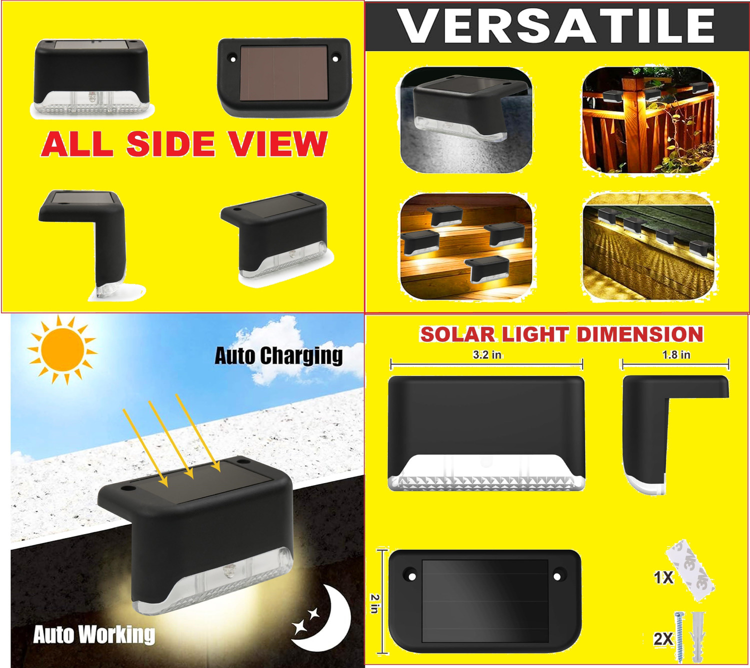 Image of ASTRASELL Automatic Sensor Deck Light Garden Outdoor Partio lawn Fence Step light Solar Light Set
