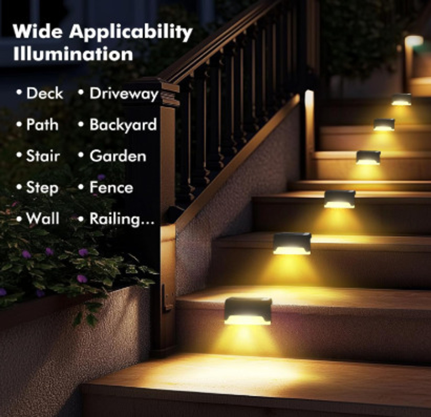 Image of SPARKPLUG '\Night Outdoor Step Deck solar lights Auto On /Off Solar Light Set