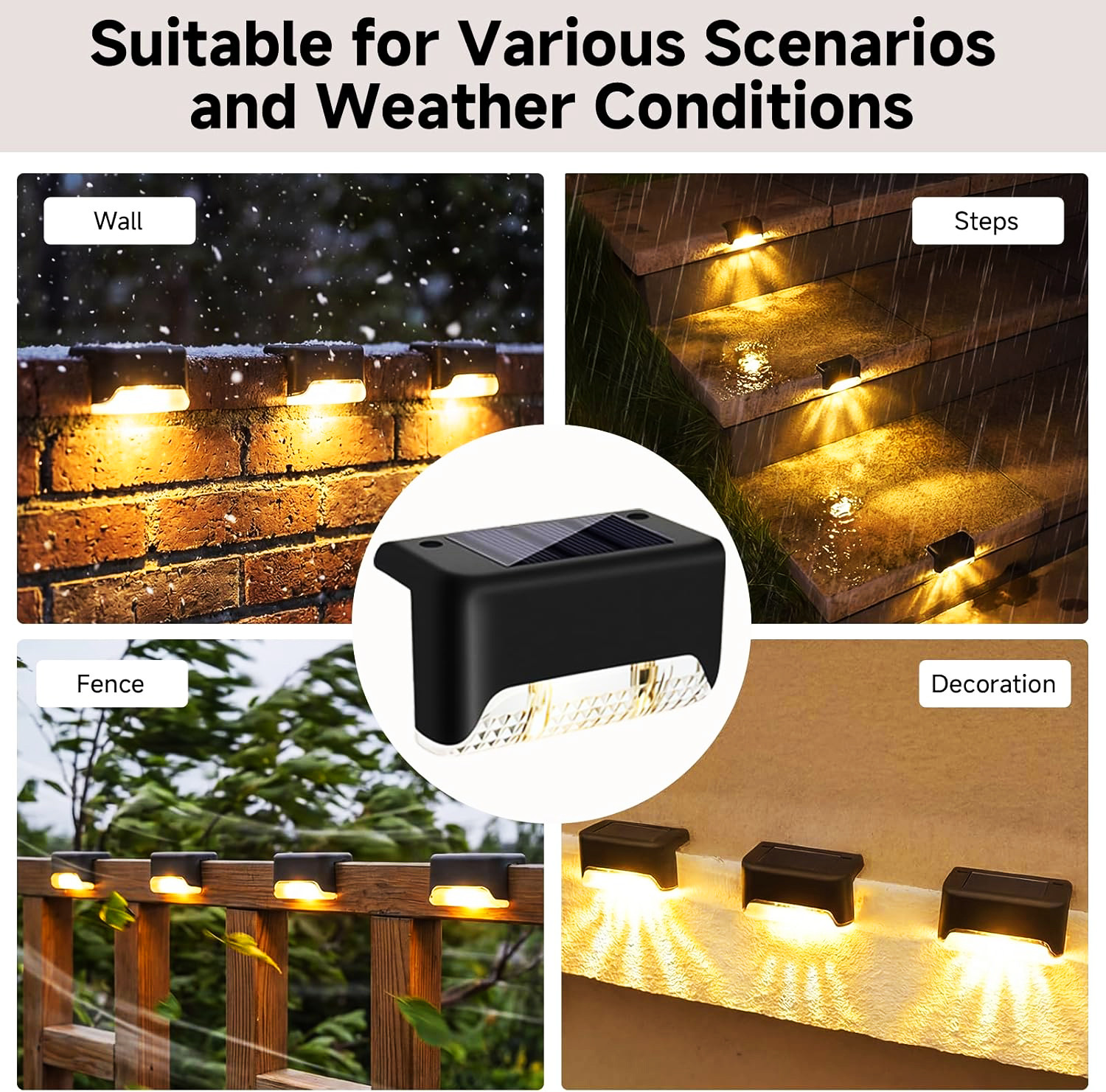 Image of VARNITYA Waterproof Solar LED Lights for Outdoor Home Wall Gate Decorative Garden Lamp Solar Light Set