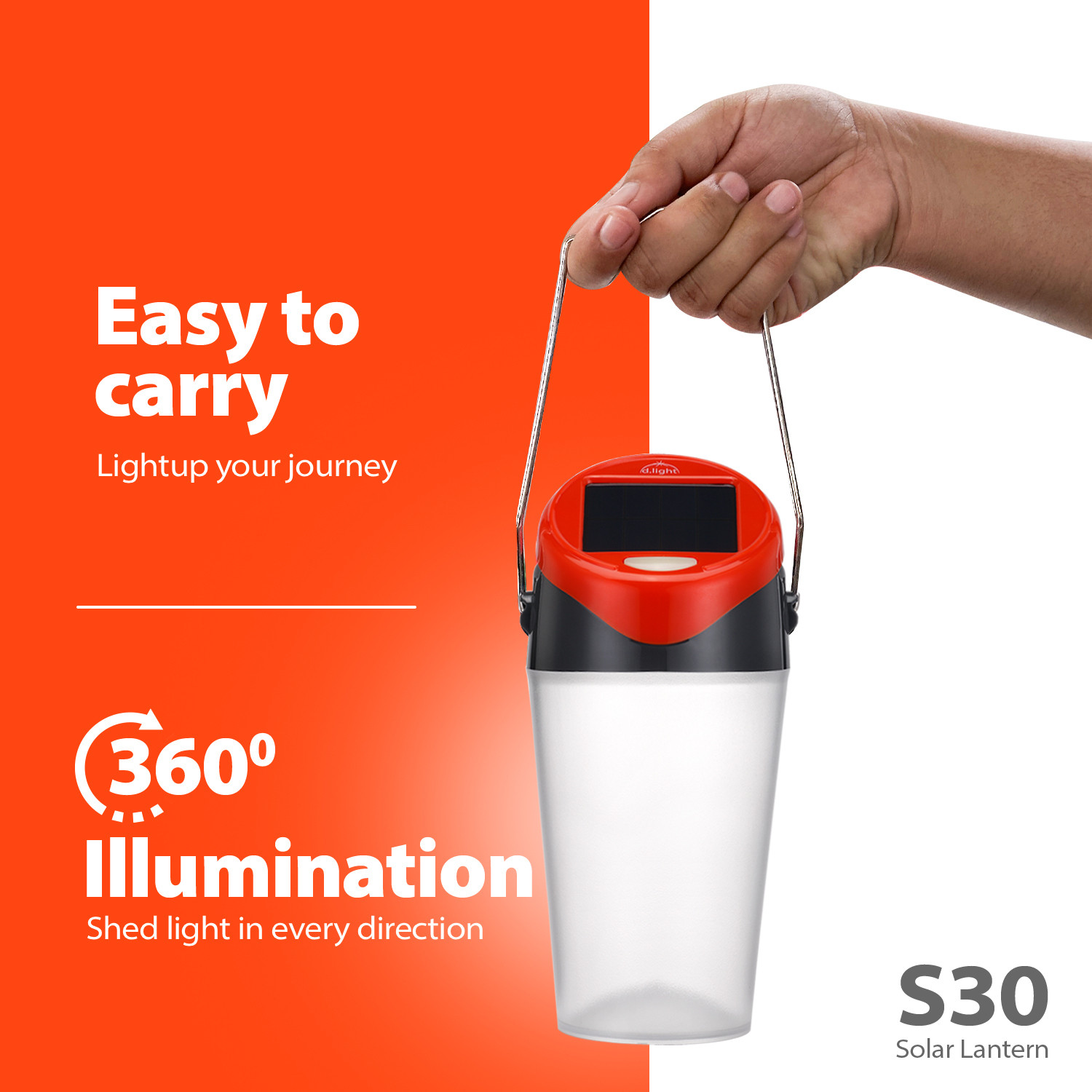 Image of d.light S30 Orange, White Plastic Hanging Lantern