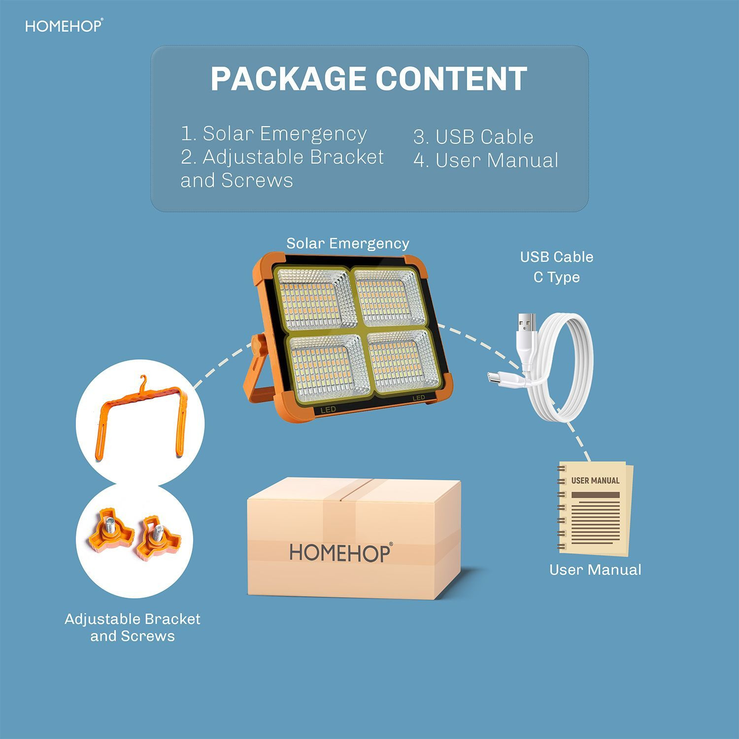 Image of Homehop Solar Emergency Portable Flood Lamp for Home, Garden, Camping and Indoor Use 12 hrs Flood Lamp Emergency Light