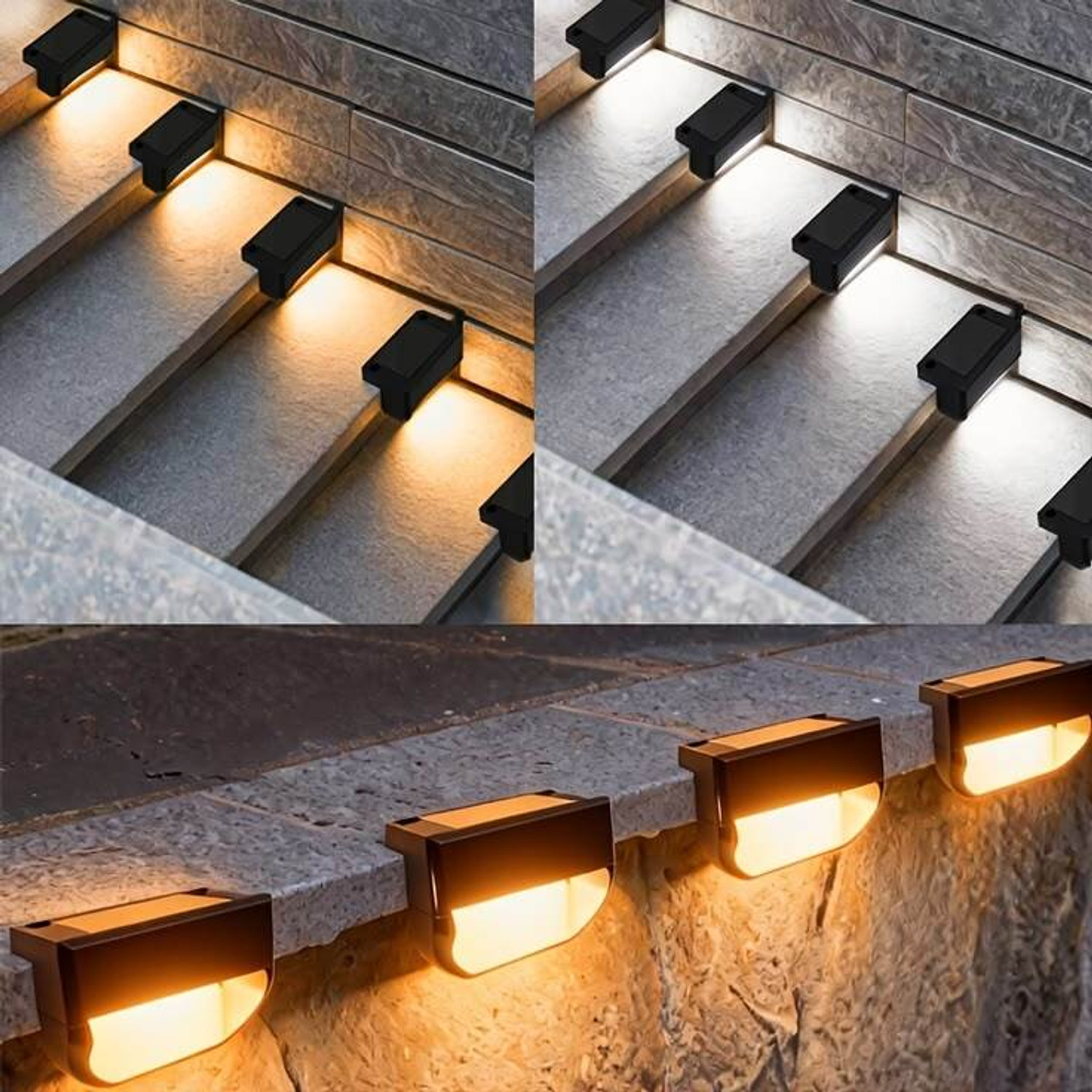 Image of luviya Luviya Solar LED Step Light Waterproof Warm White Outdoor Light (Pack of 8) Solar Light Set
