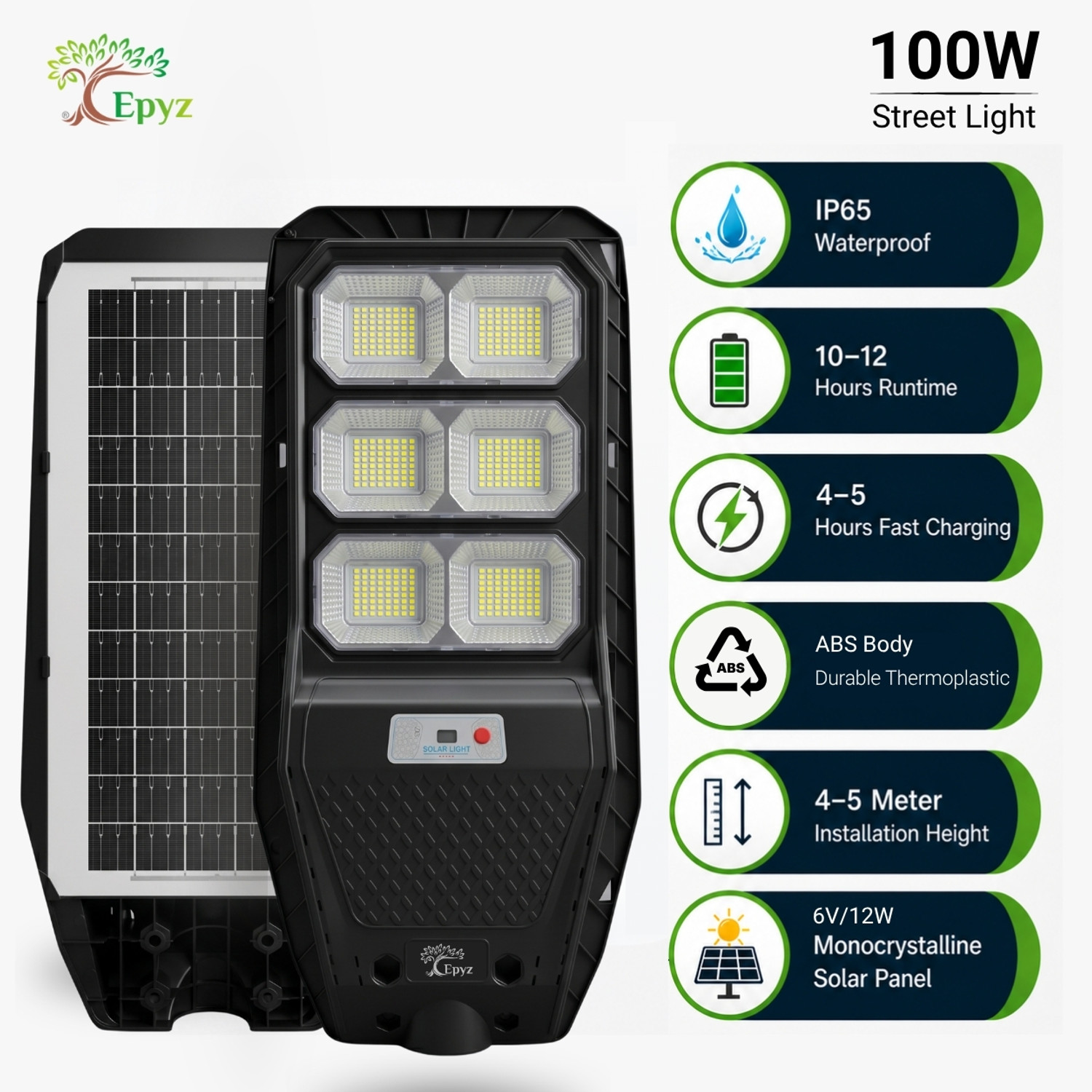 Image of Epyz 100W Solar Street Lights Outdoor Waterproof Motion Sensor Lamp for Home Garden Solar Light Set