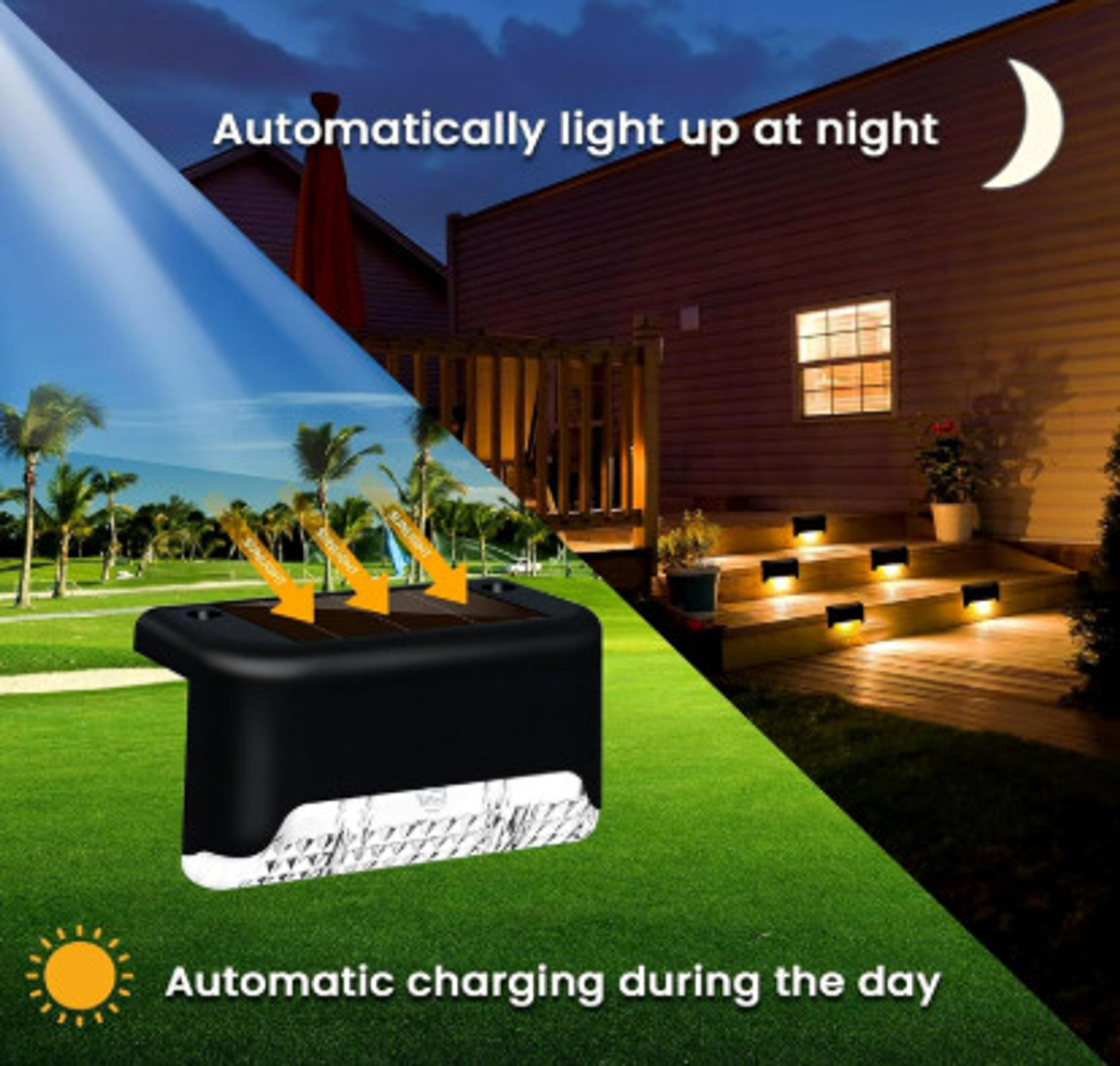Image of SPARKPLUG '\Night Outdoor Step Deck solar lights Auto On /Off Solar Light Set