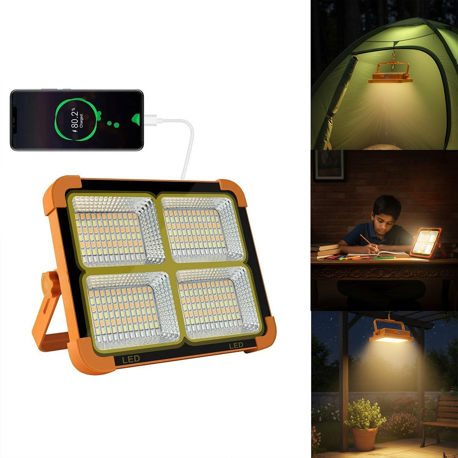 Image of Homehop Solar Emergency Portable Flood Lamp for Home, Garden, Camping and Indoor Use 12 hrs Flood Lamp Emergency Light
