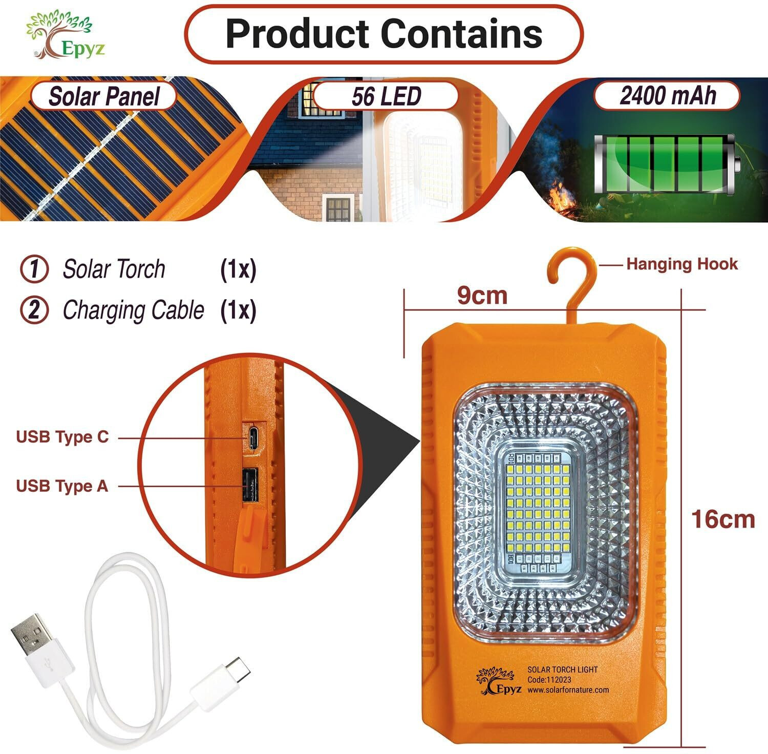 Image of Epyz Solar Lamp for Home Outdoor Indoor Garden Emergency Camping Torch Light 56LED Solar Light Set