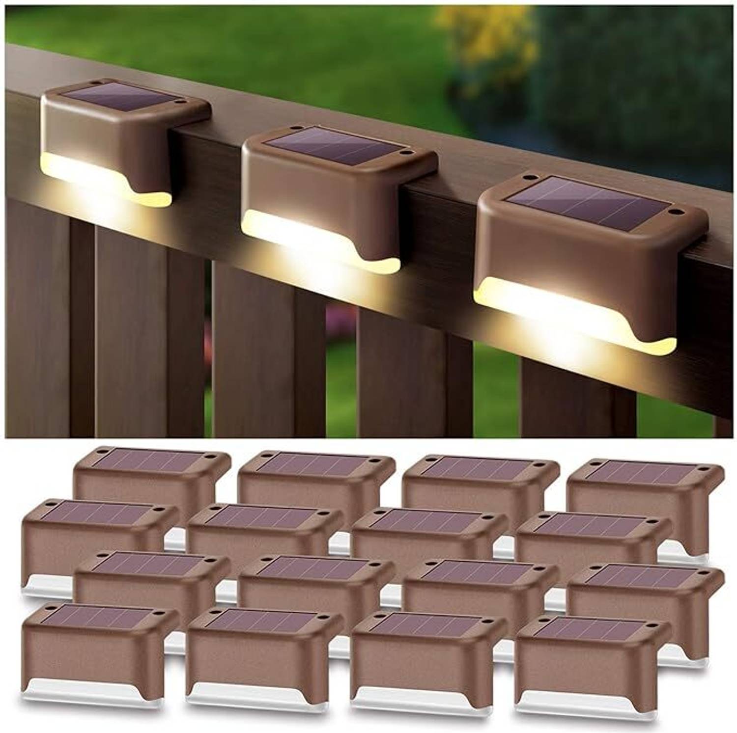 Jeko Fence Post Solar Deck Lights for Pathway,Weatherproof LED Solar Powered Solar Light Set