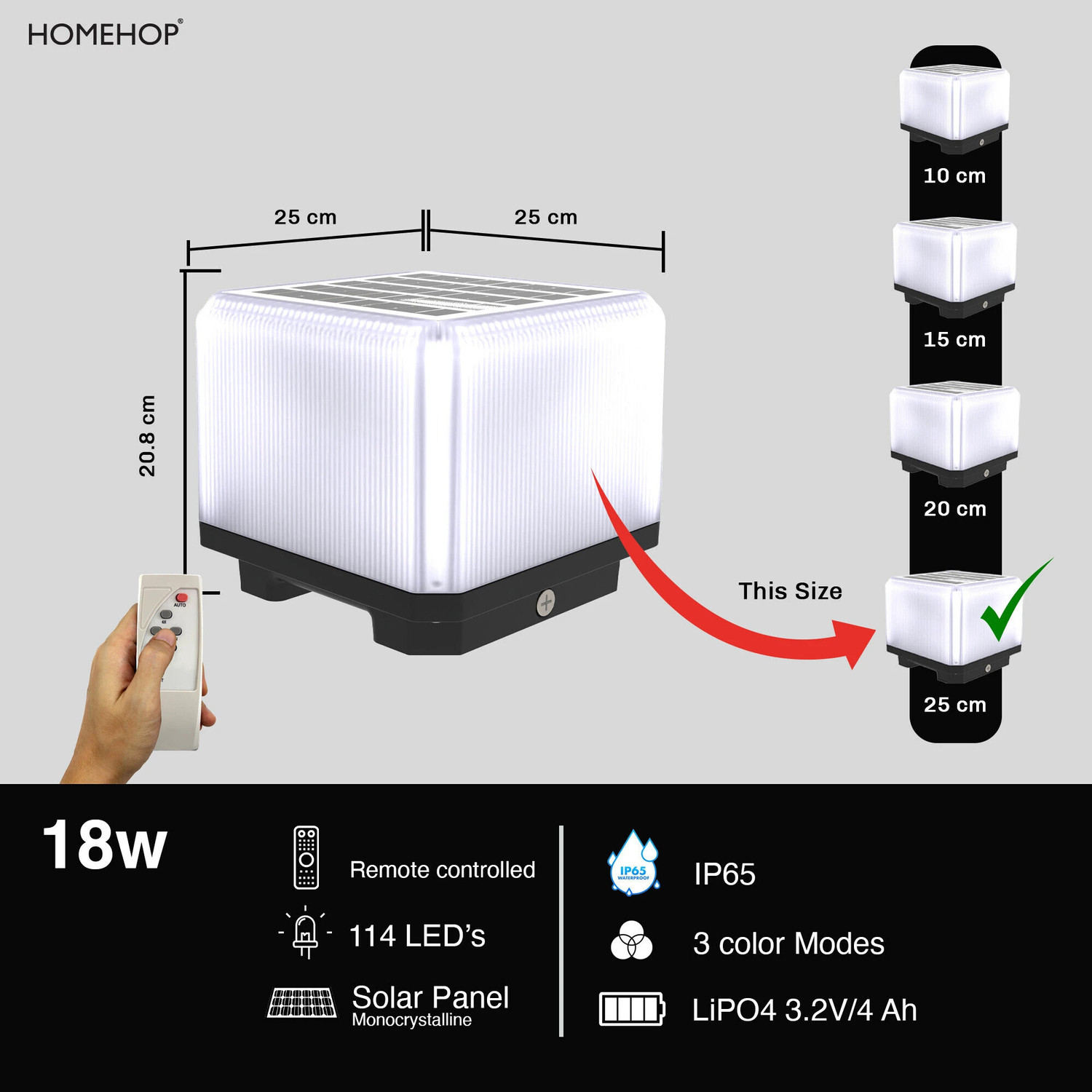Image of Homehop Solar 18W LED Outdoor Lights Automatic Waterproof Gate Wall Lamp for Home Garden Solar Light Set