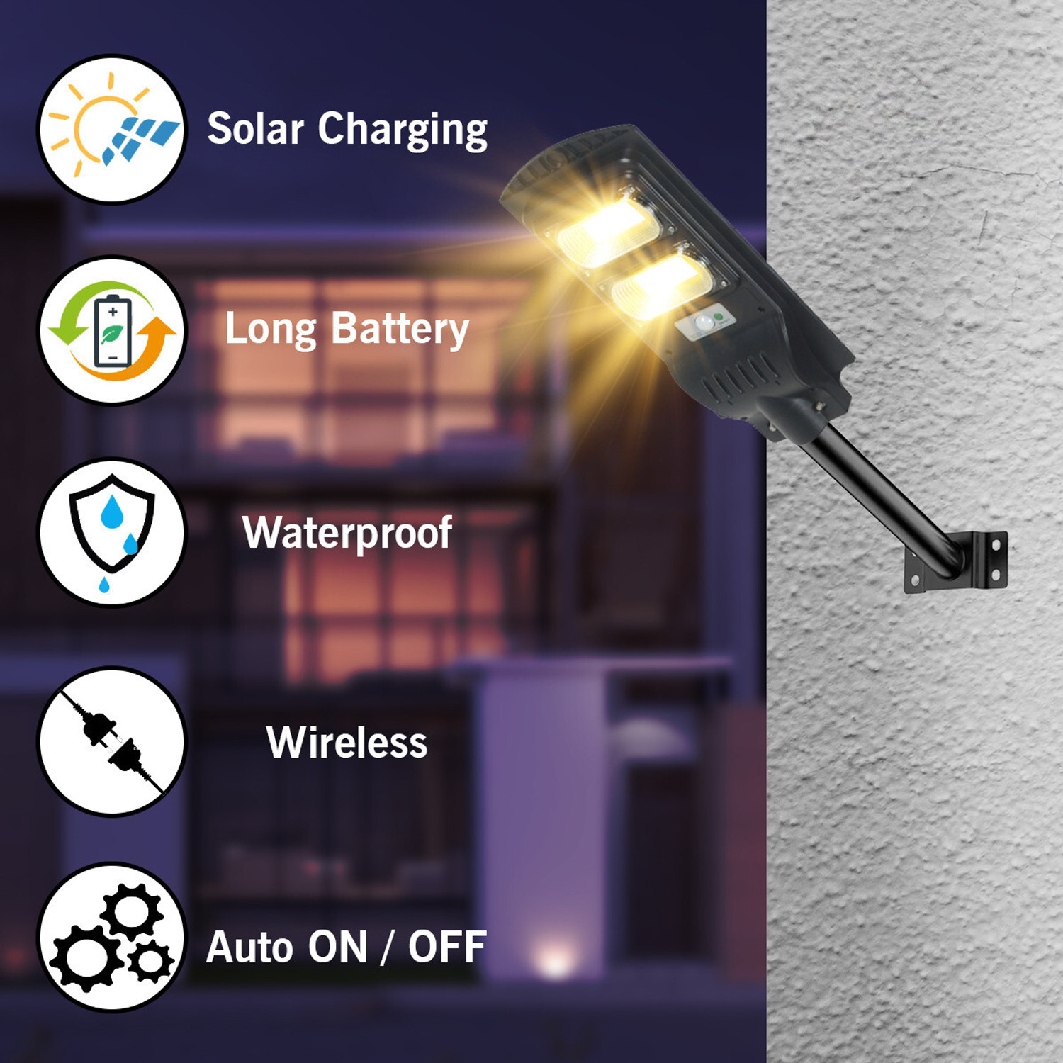 Image of Epyz 60W Solar Street Lights Outdoor Waterproof Motion Sensor Lamp for Home Garden Solar Light Set