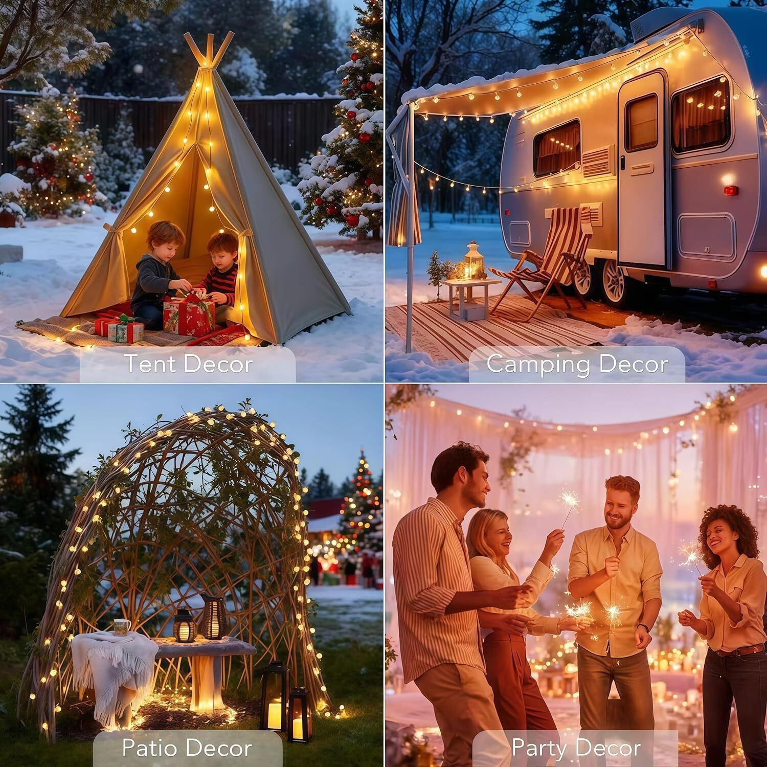 Image of Lesige Solar String Lights Outdoor Waterproof IP65 9.3 Feet Patio Lights with 20 LED Solar Light Set
