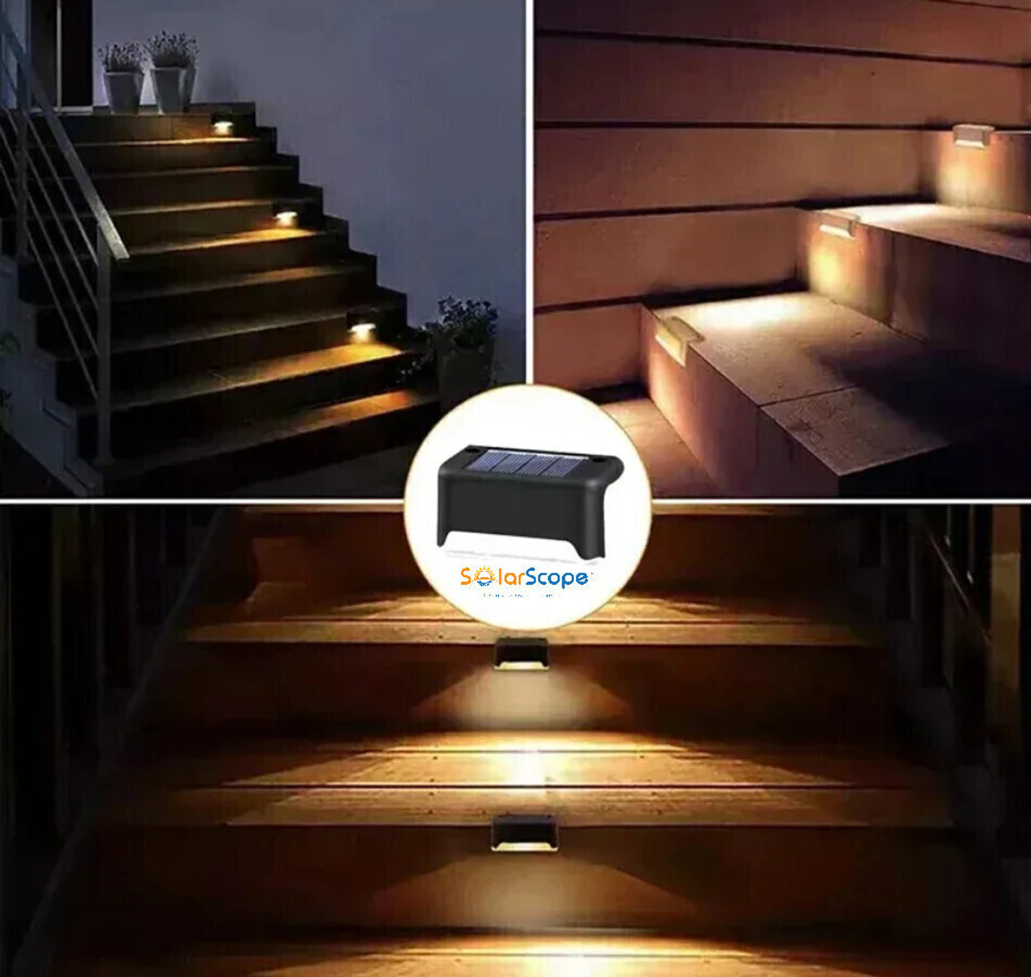 Image of SolarScope Solar Step Light Warm Outdoor Lighting for Stairs, Balconies, Gardens & Yards Solar Light Set