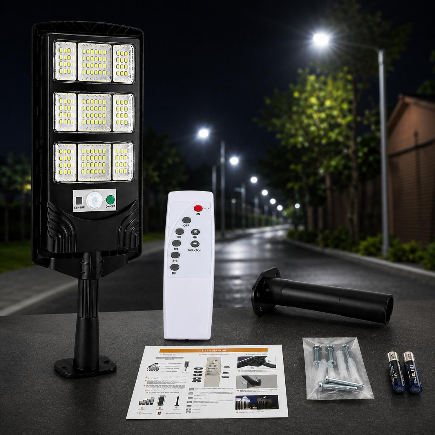 Image of Wengonvila Outdoor Solar LED Flood Light for Garden, Gate & Parking Area Solar Light Set