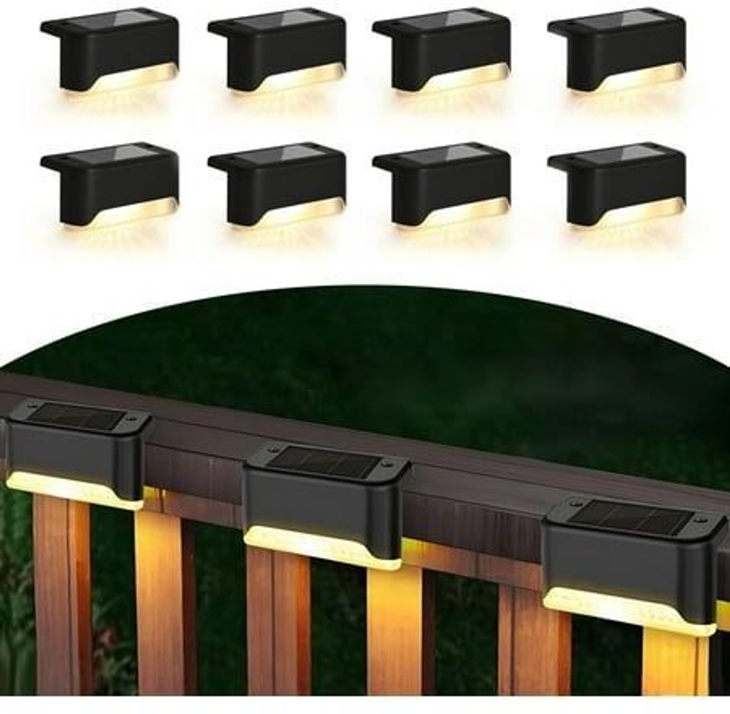 Image of luviya Luviya Solar LED Step Light Waterproof Warm White Outdoor Light (Pack of 8) Solar Light Set