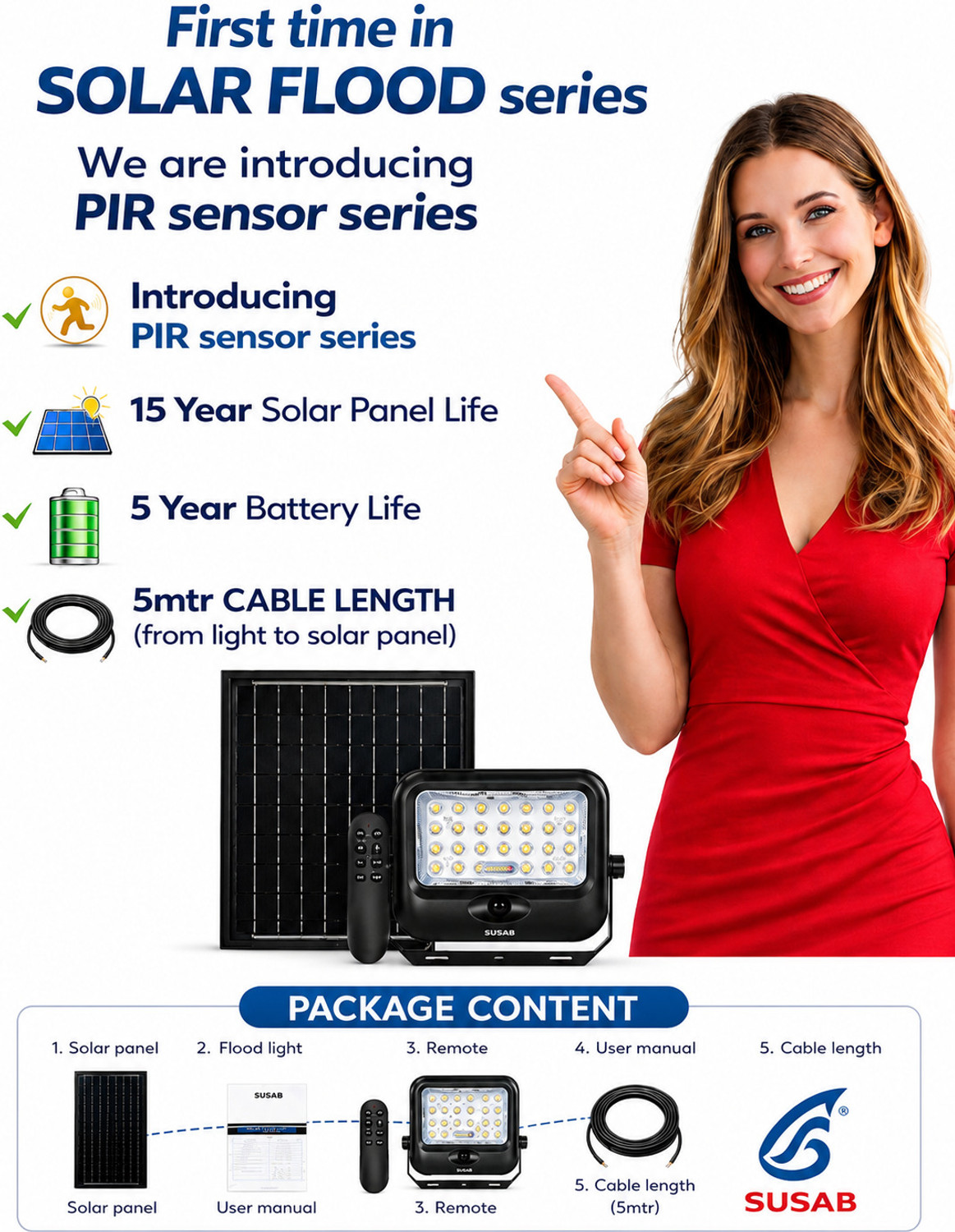 Image of SUSAB SOLAR FLOOD 50W 3IN1 Solar Light Set