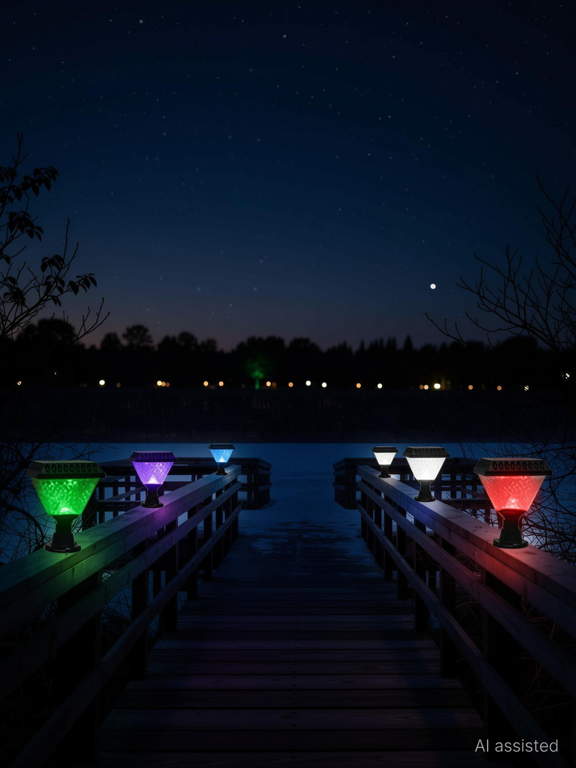Image of Homehop Solar Main Gate Light for Home Garden Outdoor Waterproof Multicolor LED Lamp Solar Light Set