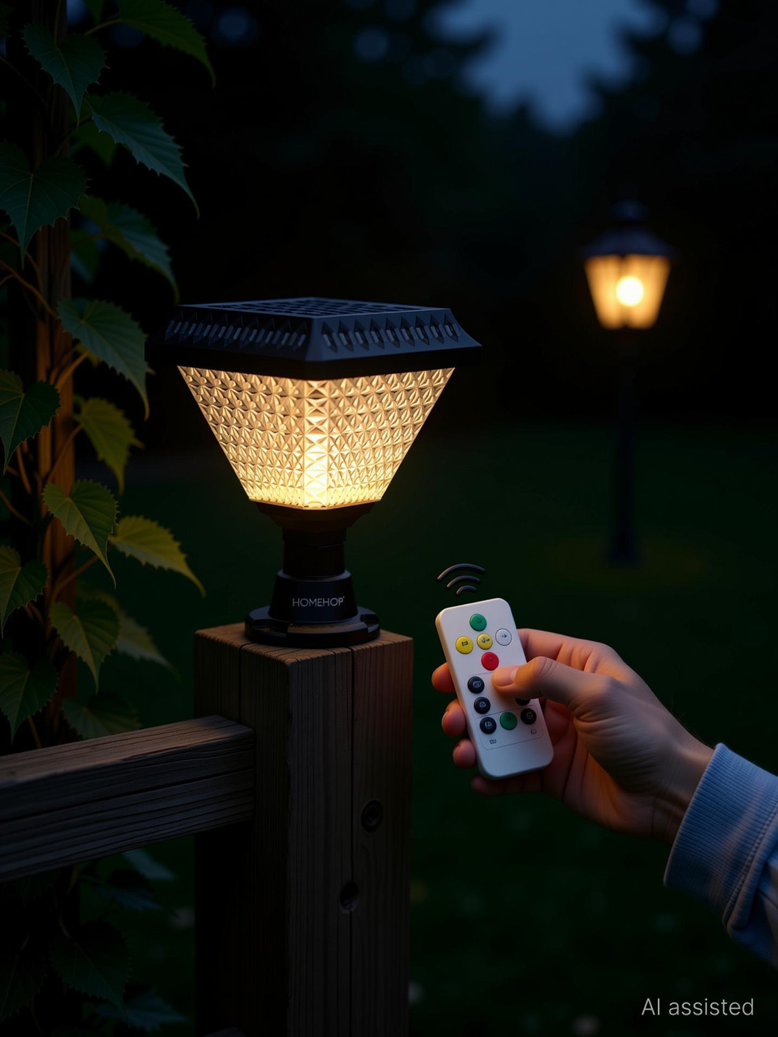 Image of Homehop Solar Main Gate Light for Home Garden Outdoor Waterproof Multicolor LED Lamp Solar Light Set