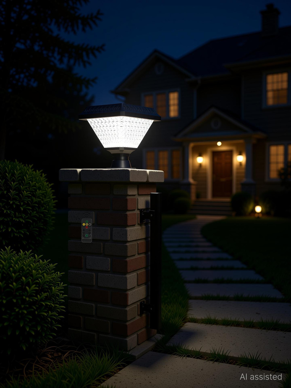 Image of Homehop Solar Main Gate Light for Home Garden Outdoor Waterproof Multicolor LED Lamp Solar Light Set