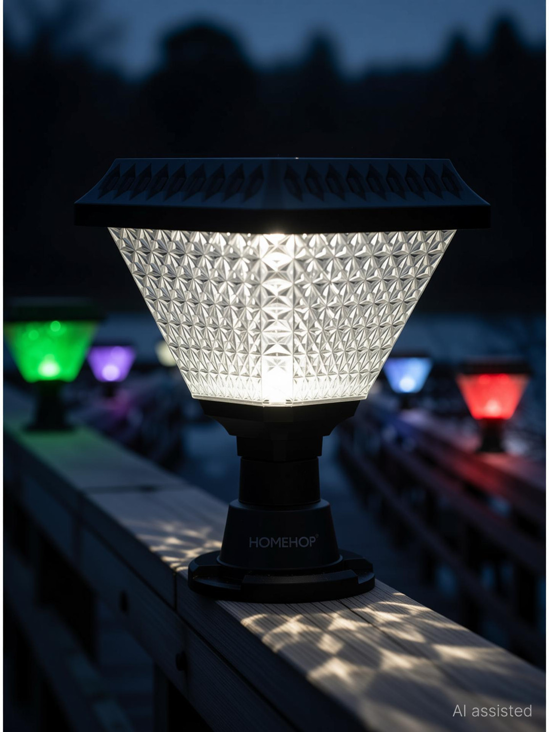 Image of Homehop Solar Main Gate Light for Home Garden Outdoor Waterproof Multicolor LED Lamp Solar Light Set
