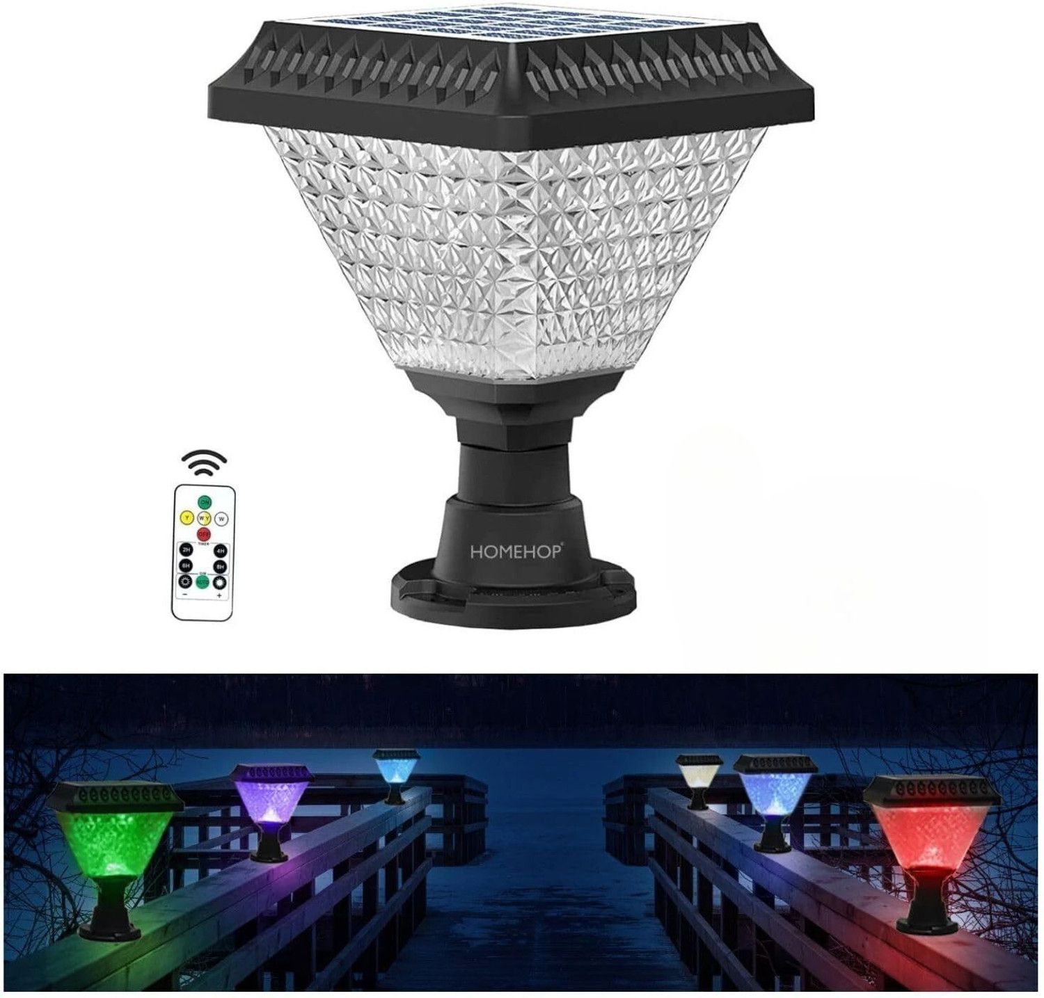 Image of Homehop Solar Main Gate Light for Home Garden Outdoor Waterproof Multicolor LED Lamp Solar Light Set