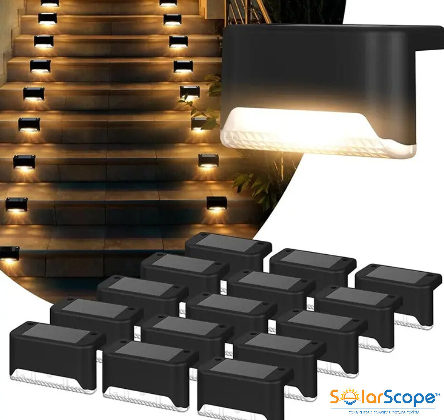 Image of SolarScope Solar Step Light Warm Outdoor Lighting for Stairs, Balconies, Gardens & Yards Solar Light Set