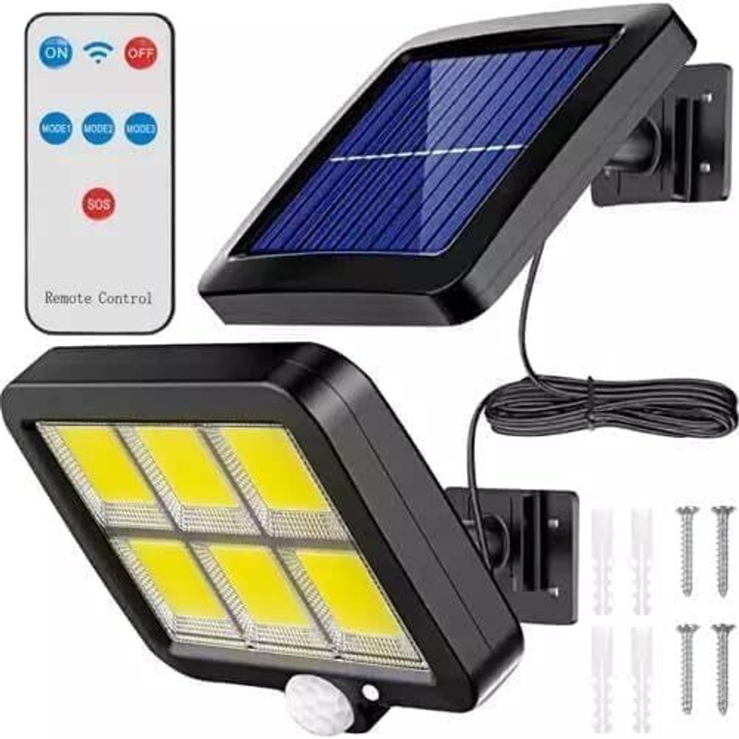 PINOPZA LED Solar Split Wall Lamp with Remote Control, 120 COB LE
