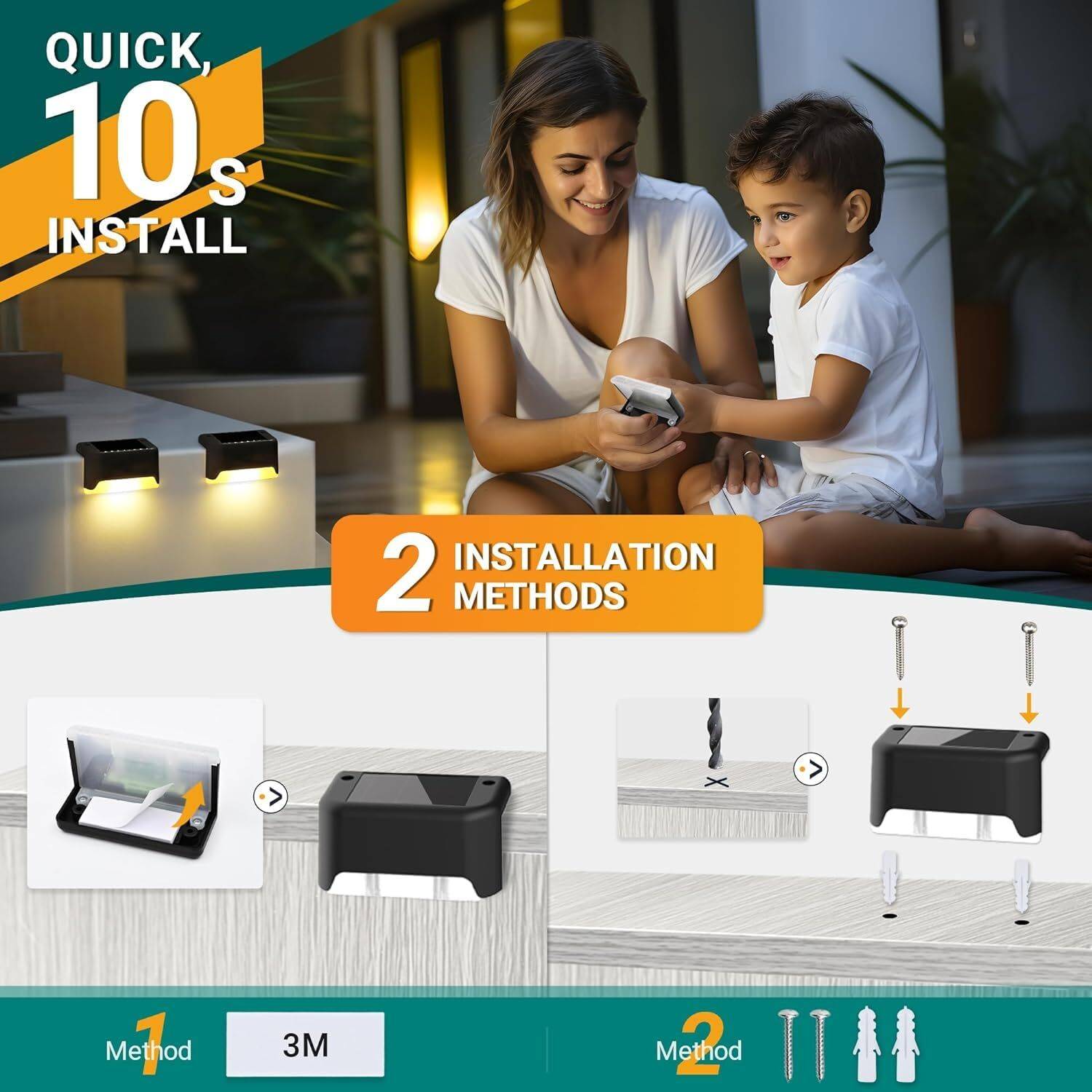 JIYANZONE Solar Yellow Outdoor Light Set - Image 5