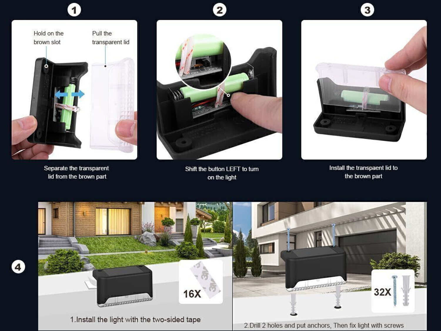 Image of ASTRASELL Automatic Sensor Deck Light Garden Outdoor Partio lawn Fence Step light Solar Light Set