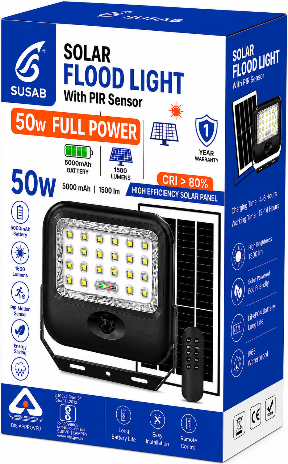 Image of SUSAB SOLAR FLOOD 50W 3IN1 Solar Light Set