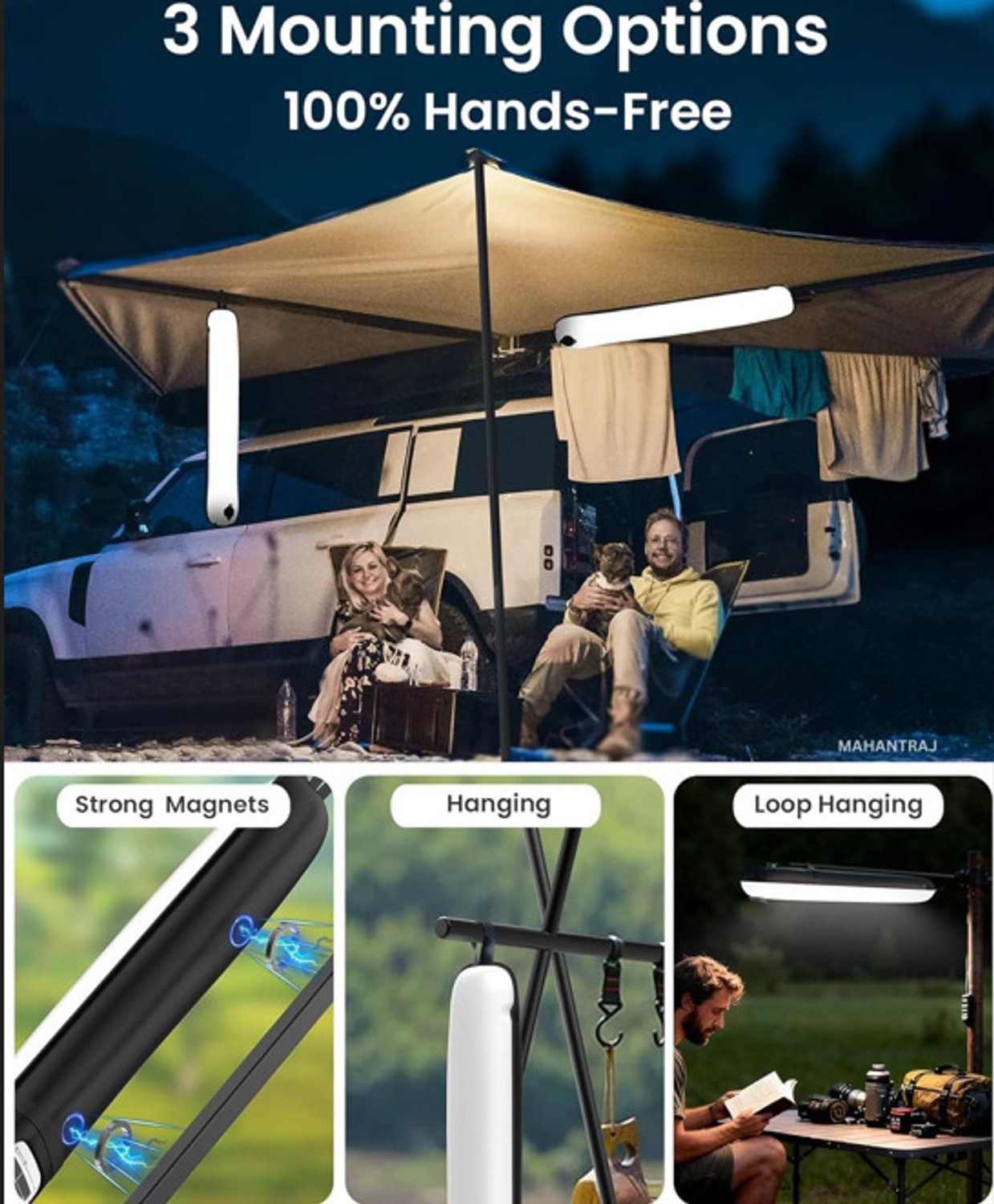 Image of Bonsly Inflatable Solar Camping Lantern USB Rechargeable Tent Light Portable Solar Light Set (Free Standing Pack of 1)