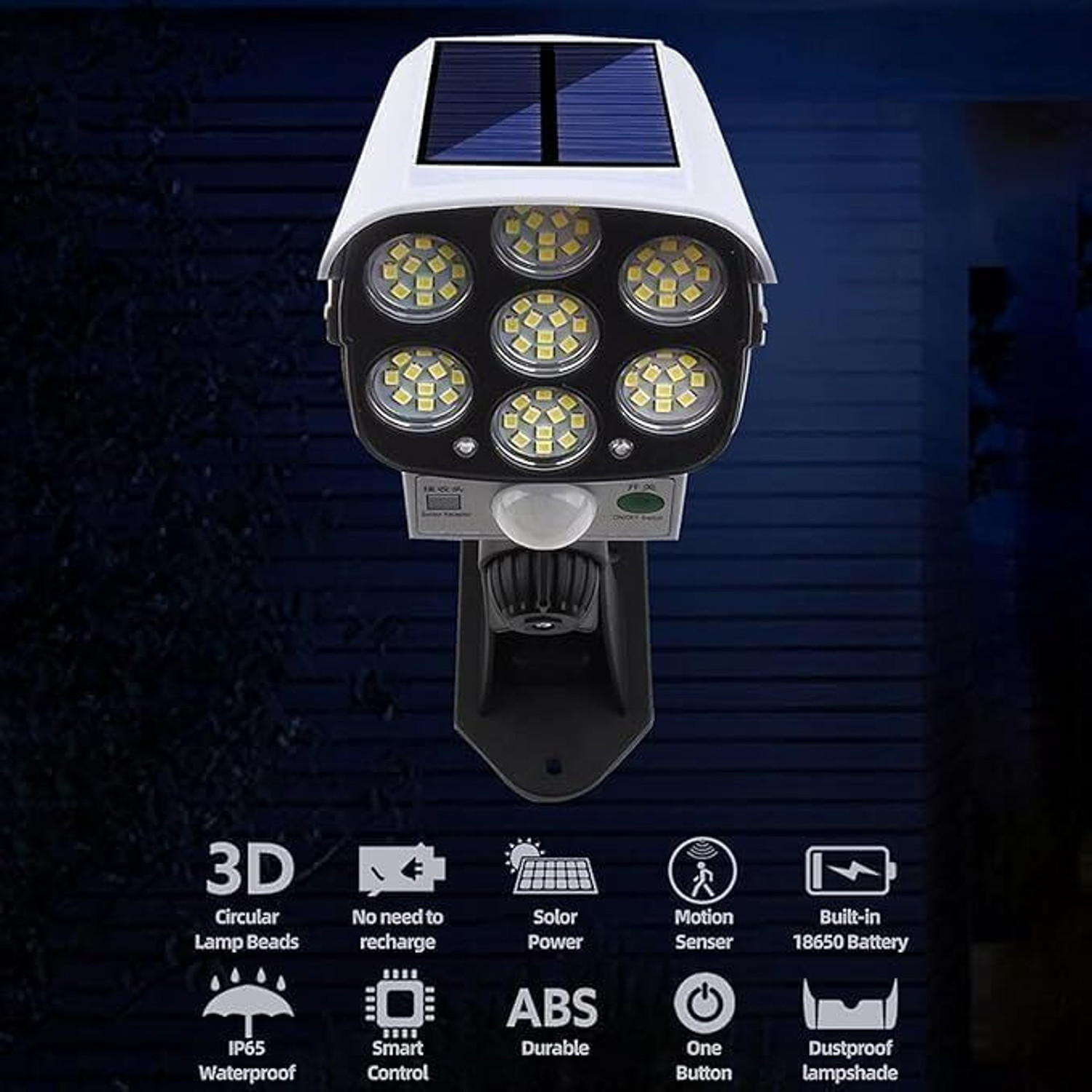 Image of SHIVANI CORP Solar Light Outdoor 77 Led Motion Sensor Security Camera Shaped Wall Lamp Solar Light Set