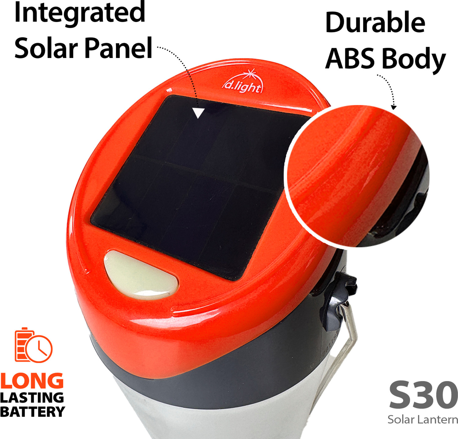 Image of d.light S30 Orange, White Plastic Hanging Lantern