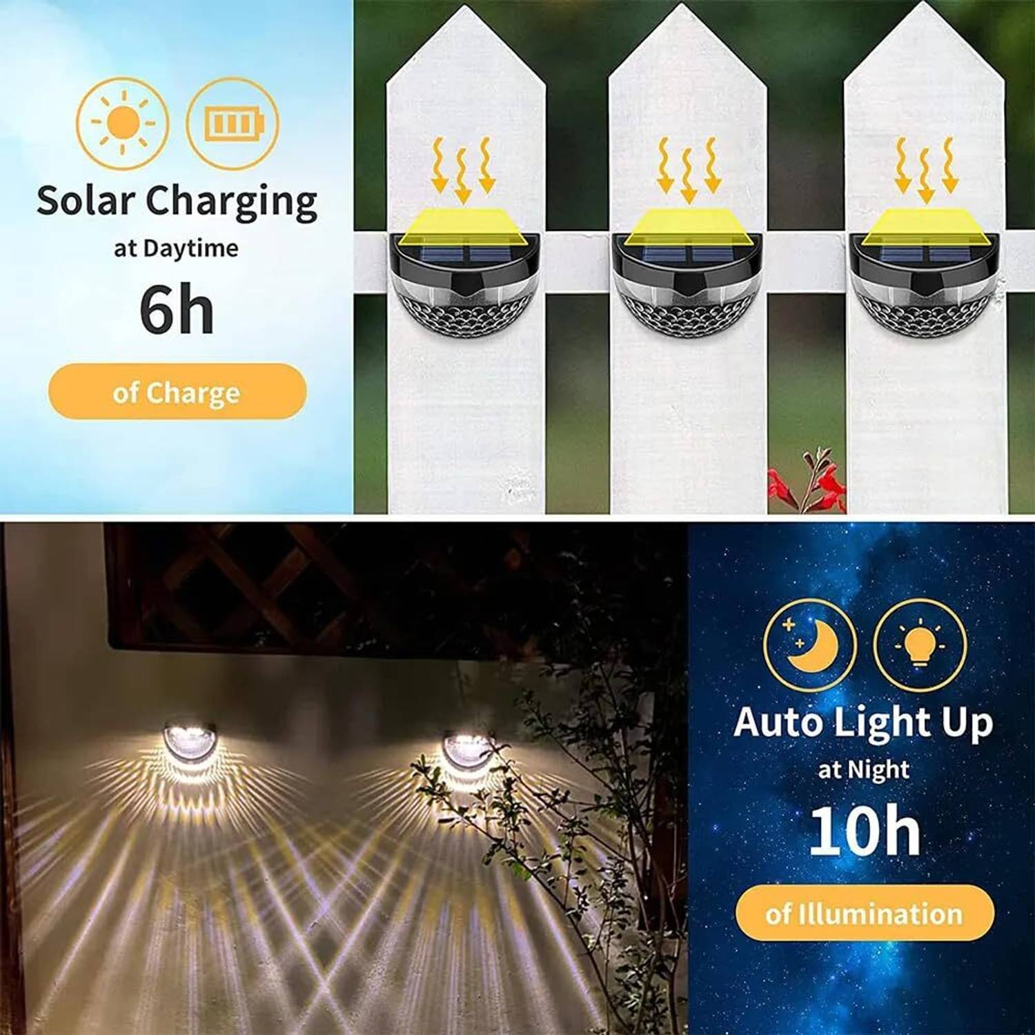 OKASTA 4PCS Solar Fence Lights - Image 4