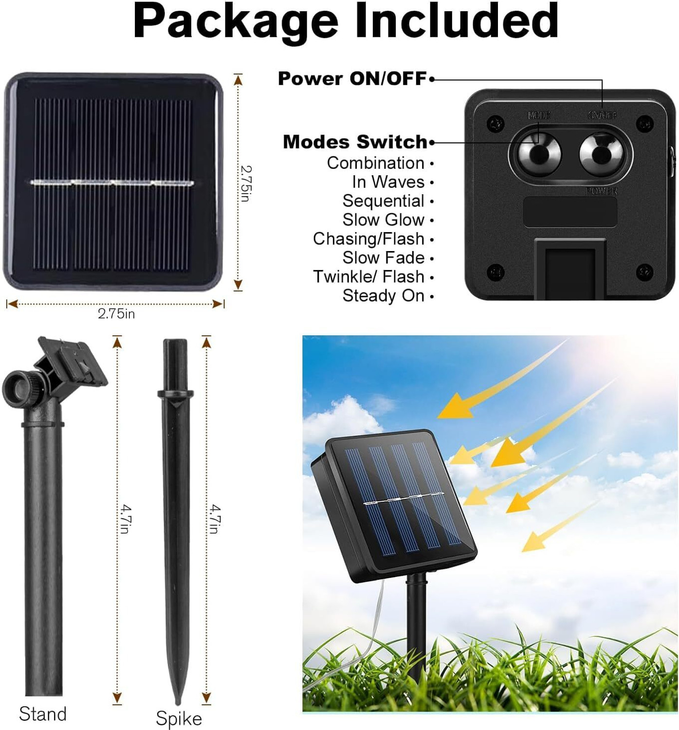 Image of Lesige Solar String Lights Outdoor Waterproof IP65 9.3 Feet Patio Lights with 20 LED Solar Light Set