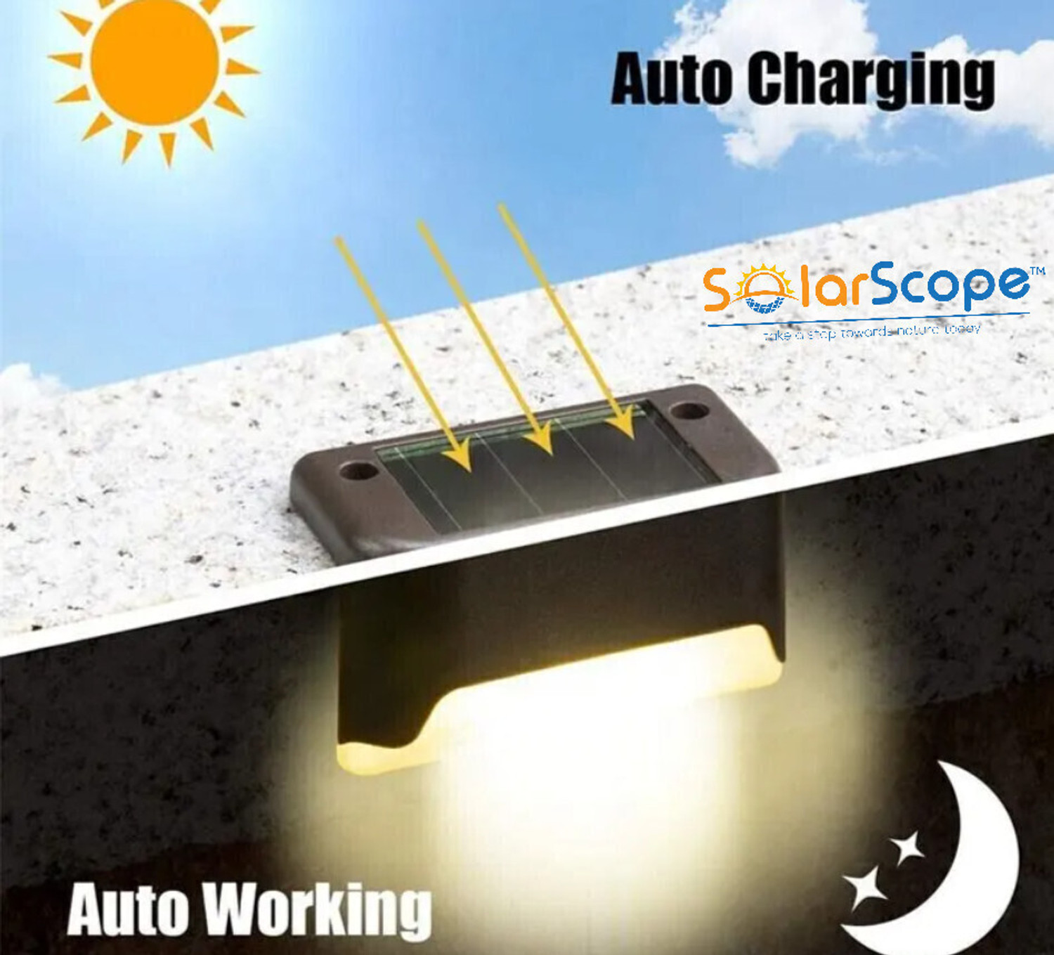 Image of SolarScope Solar Step Light Warm Outdoor Lighting for Stairs, Balconies, Gardens & Yards Solar Light Set