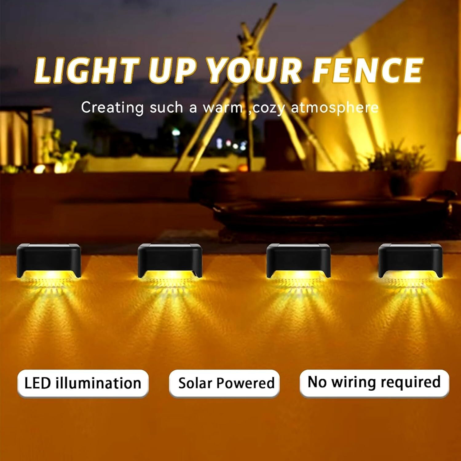 Image of TRINETRAHUB Automatic Sensor Deck Light Garden Outdoor Partio lawn Fence Step light Solar Light Set (Floor Mounted Pack of 8)