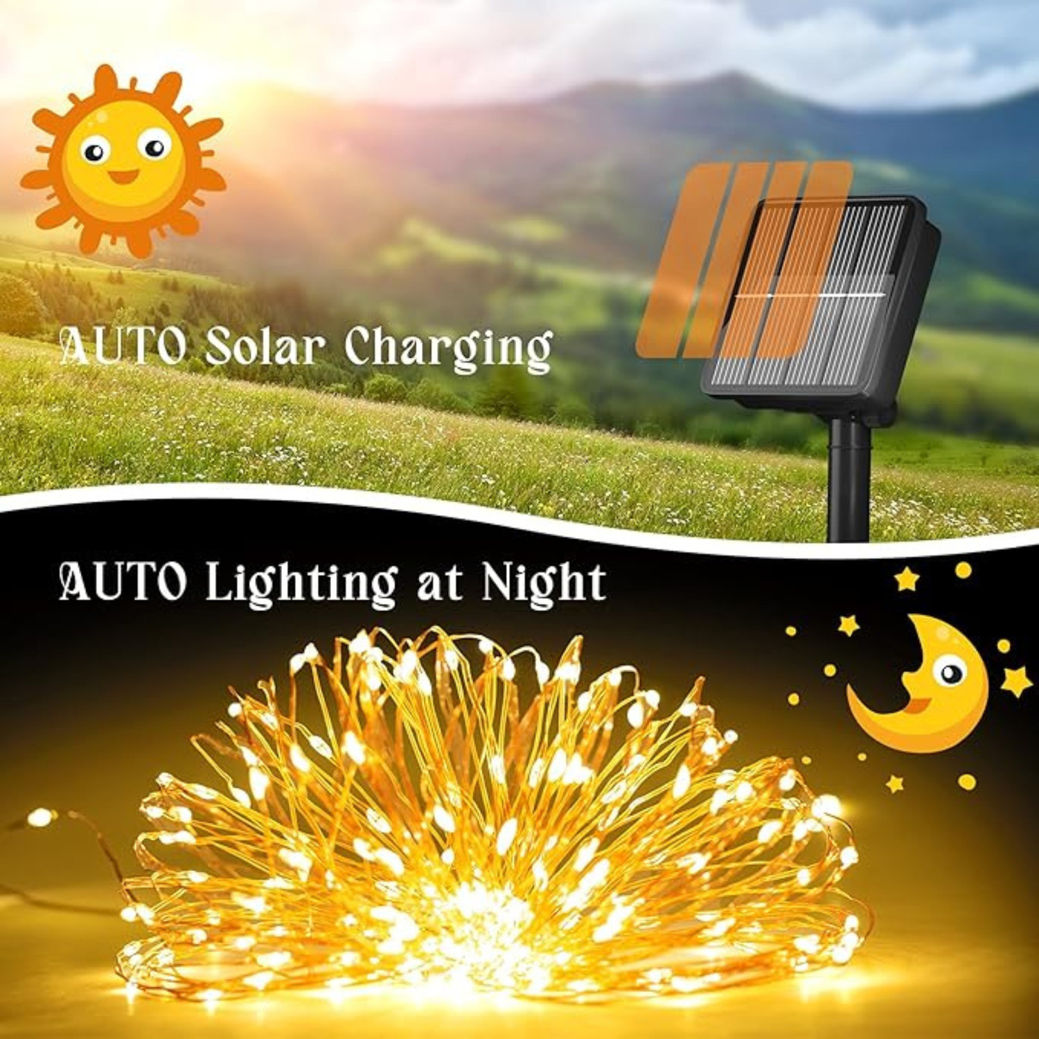 Image of XERGY Solar Fairy String Lights Outdoor, 79Ft 240 LED with 1200mAh Inbuilt Rechargeable Batter IP65 Waterproof 8 Modes Copper Wire for Garden Yard Patio Christmas Tree Home Party Outdoor Decorative Solar Light Set