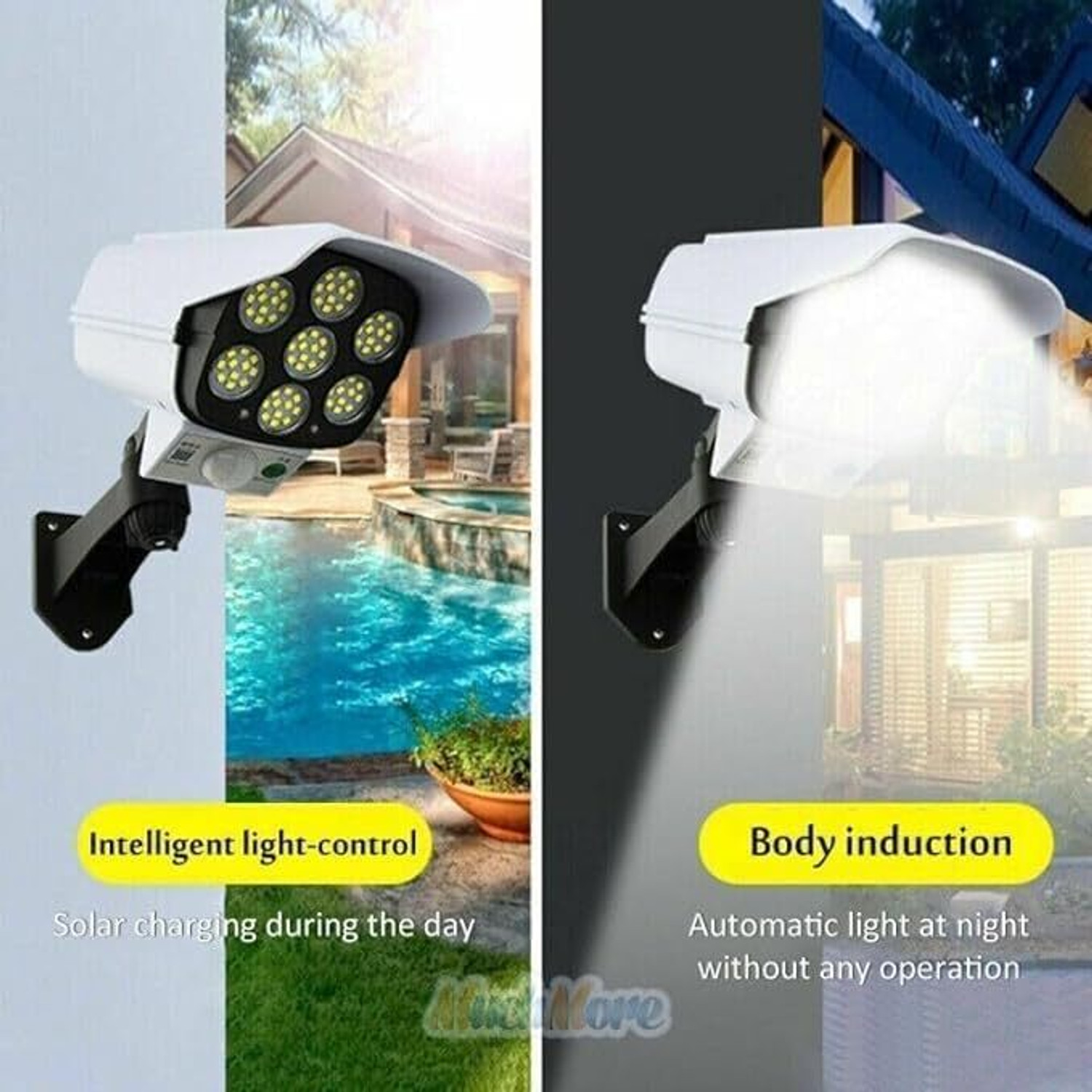 Image of SHIVANI CORP Solar Light Outdoor 77 Led Motion Sensor Security Camera Shaped Wall Lamp Solar Light Set